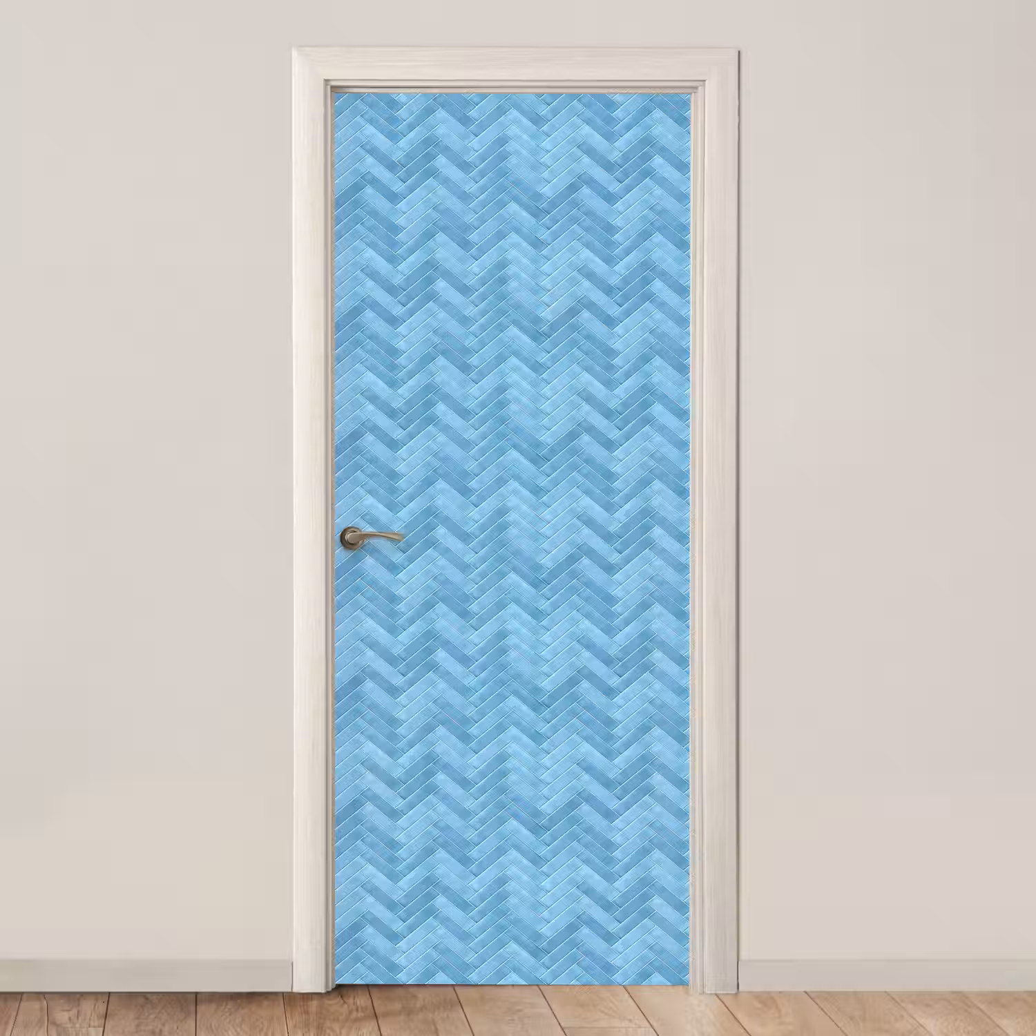 Visgraat - Wandtegel - Lichtblauw deurposter klein 289 -3d_beige