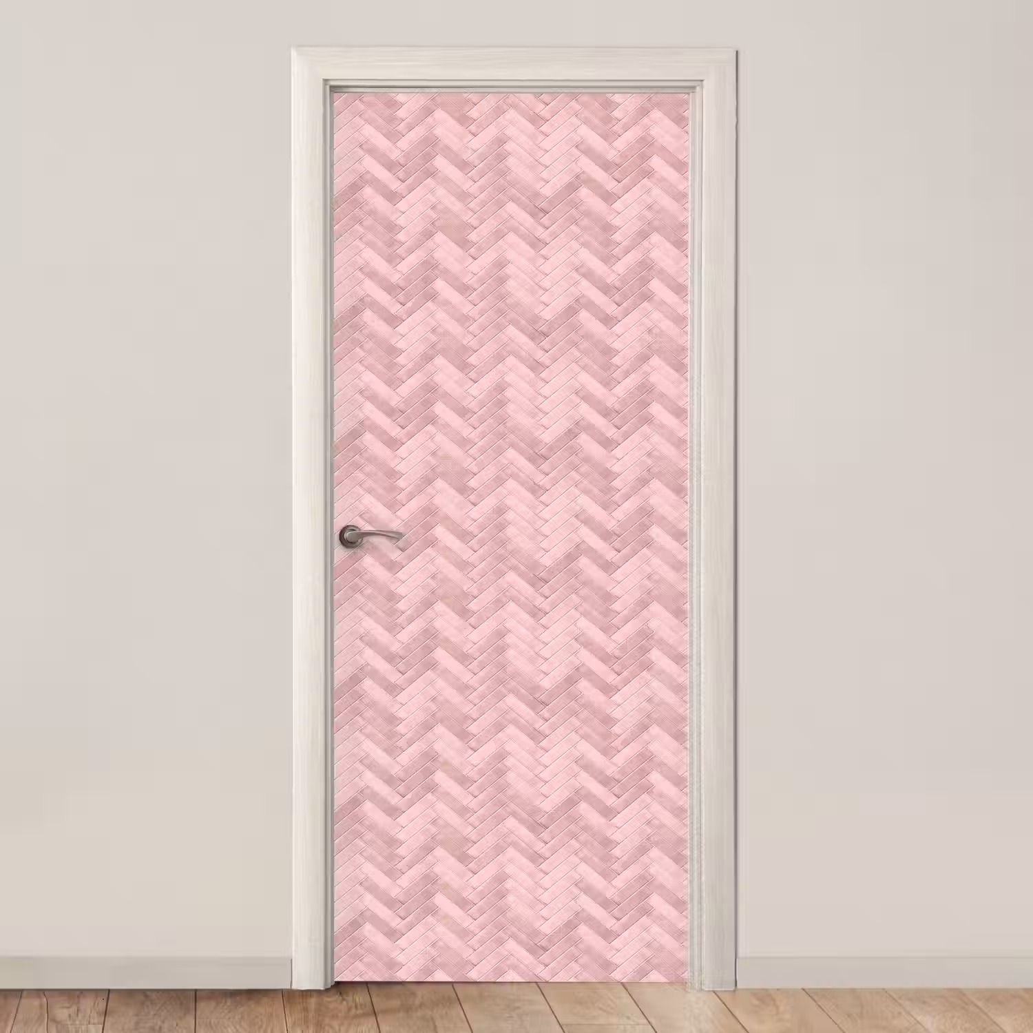 Visgraat - Wandtegel - Lichtroze deurposter klein 289 -3d_beige