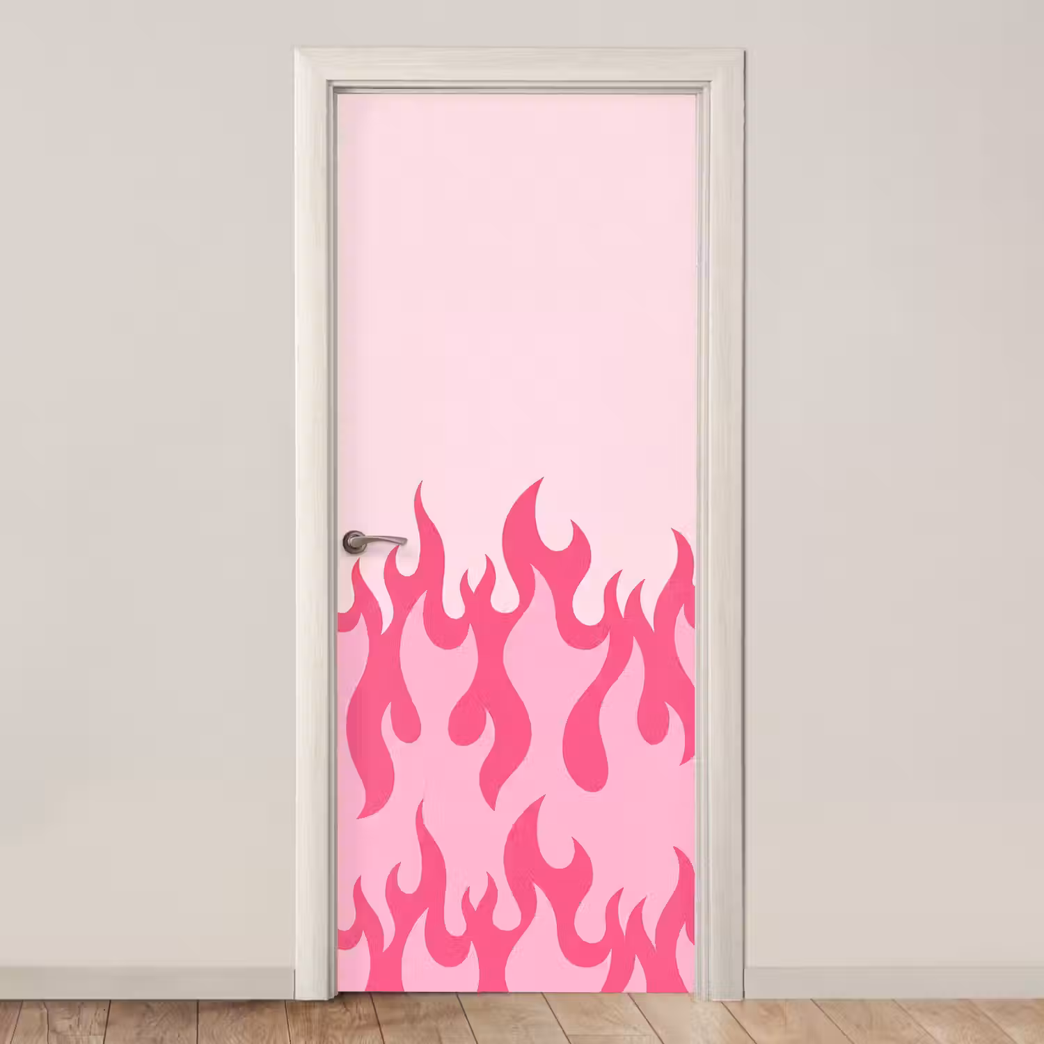 Vlammen - Patroon - Abstract - Modern - Roze deurposter klein -3d_beige
