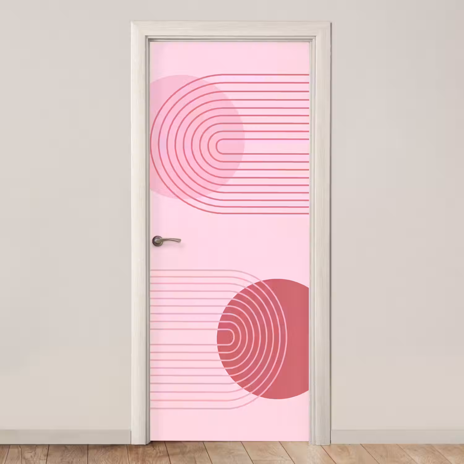 Vormen - Lijnen - Minimalistisch - Roze deurposter klein -3d_beige