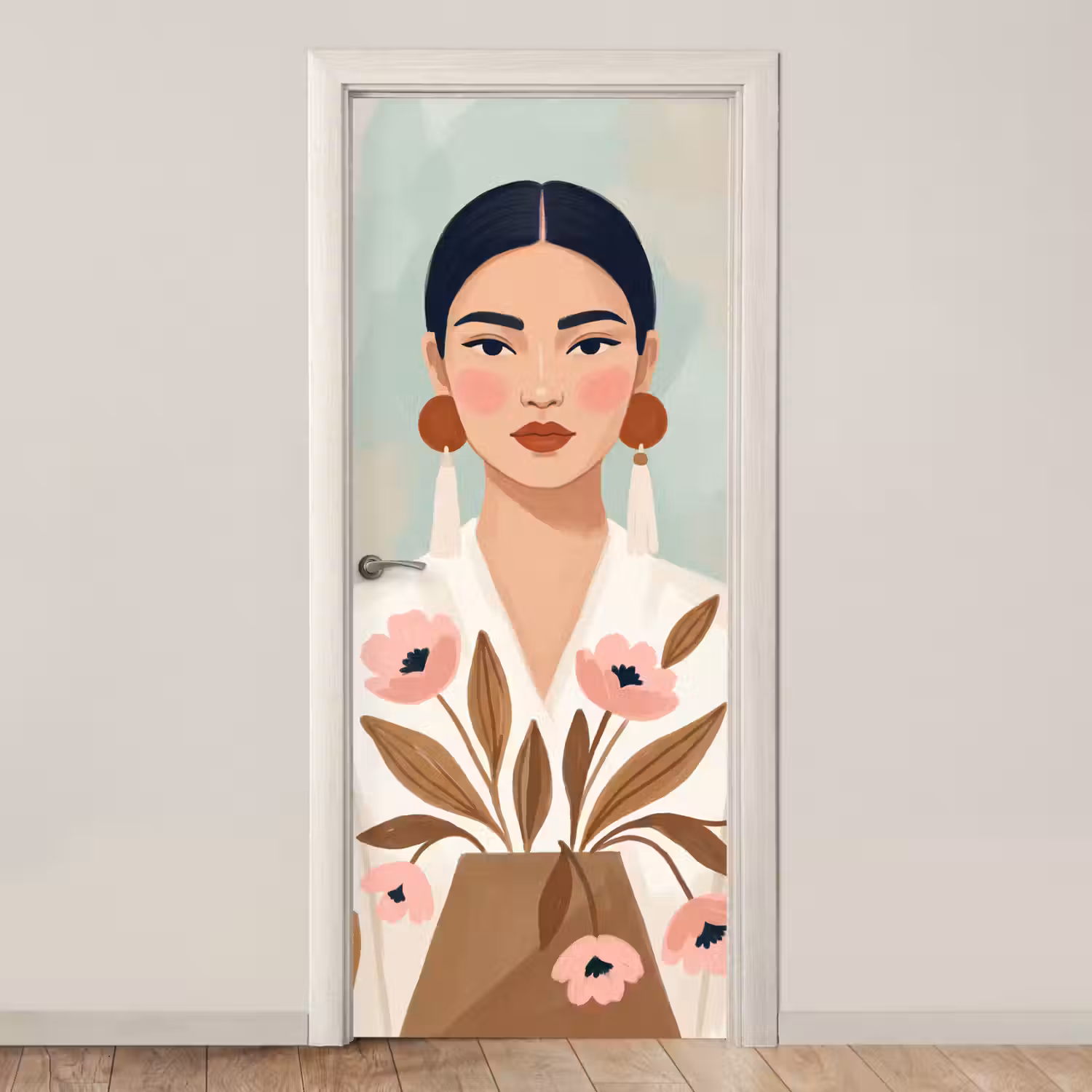 Vrouw - Kimono - Pastel deurposter klein -3d_beige