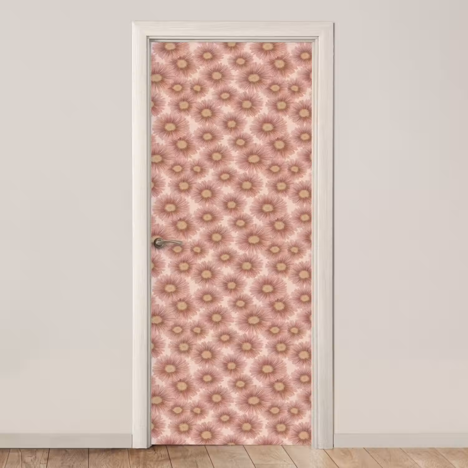 Gerbera - Bloemen - Roze deurposter klein 289 -3d_beige