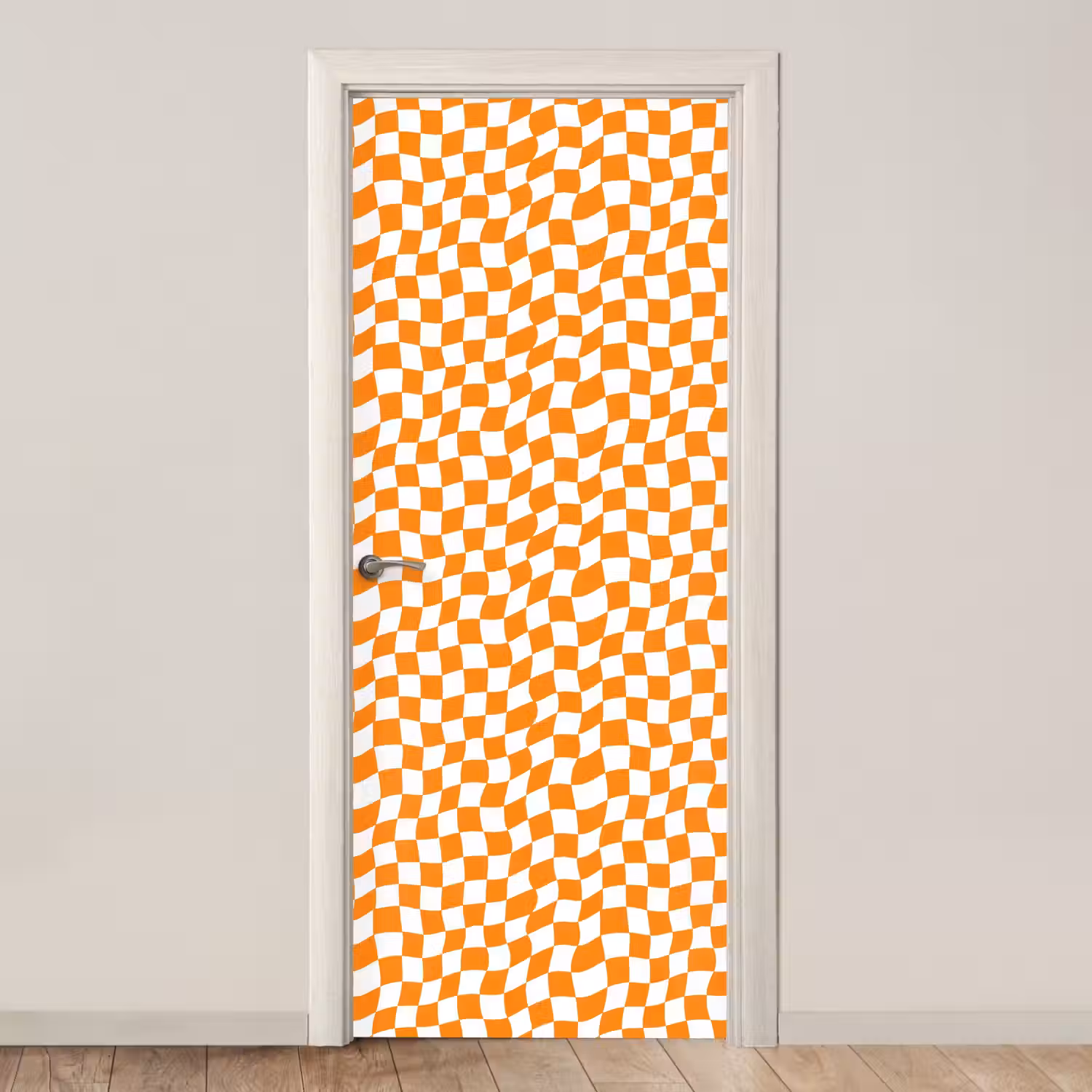 Golvend - Patroon - Oranje deurposter klein 289 -3d_beige