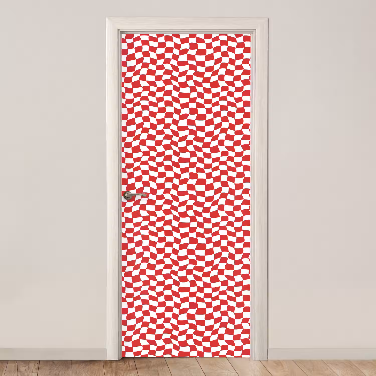 Golvend - Patroon - Rood deurposter klein 289 -3d_beige