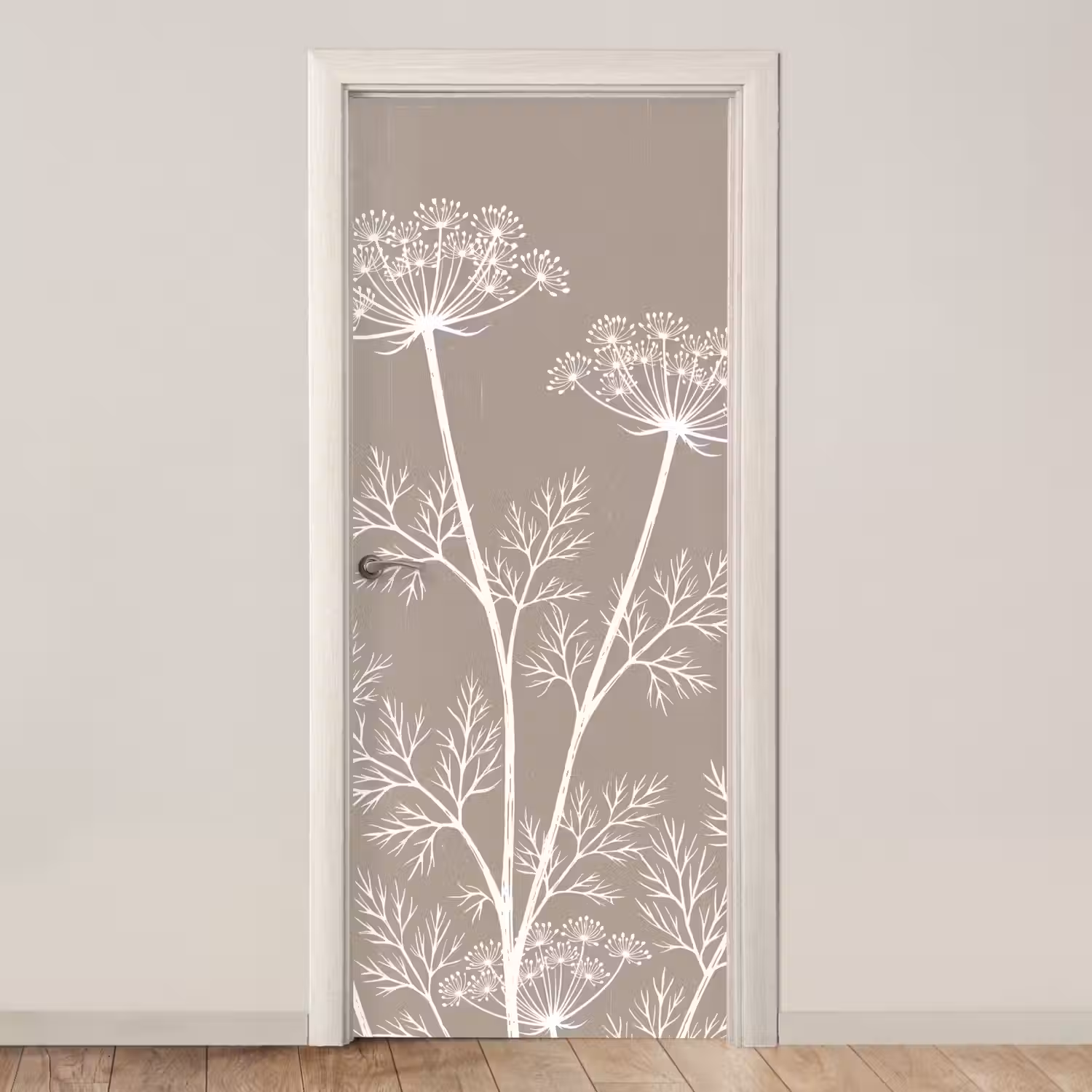 Grafisch - Fluitenkruid - Taupe deurposter klein -3d_beige