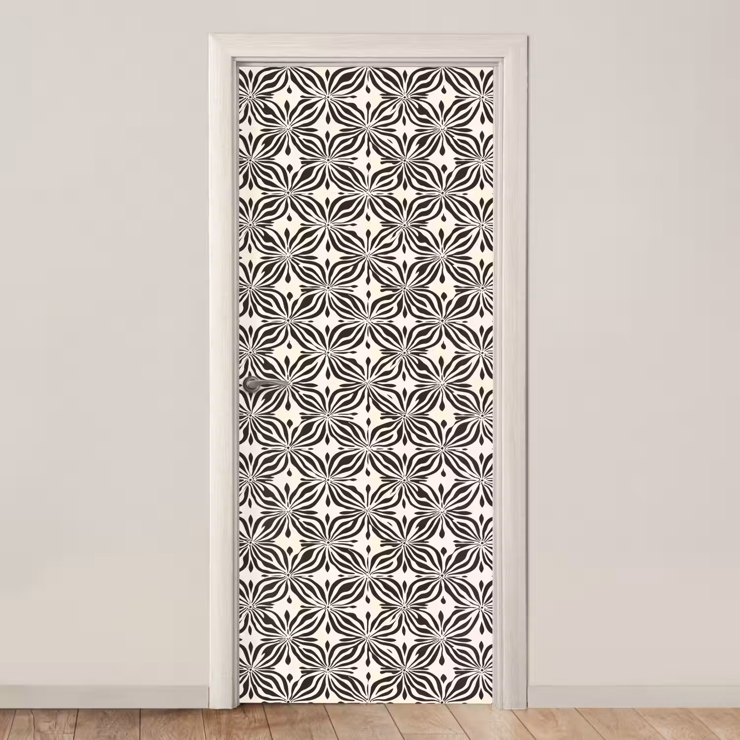 Grafisch - Patroon - Zwart deurposter klein 289 -3d_beige