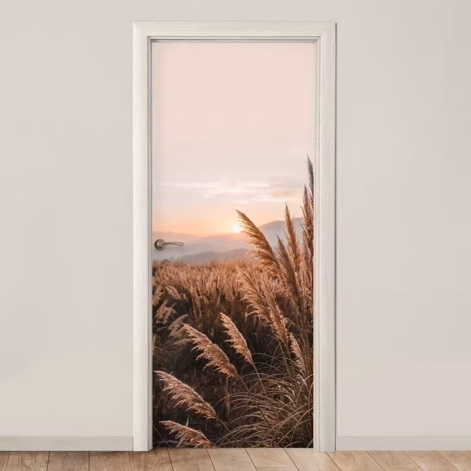 Gras - Veld - Zon - Natuur deurposter klein -3d_beige