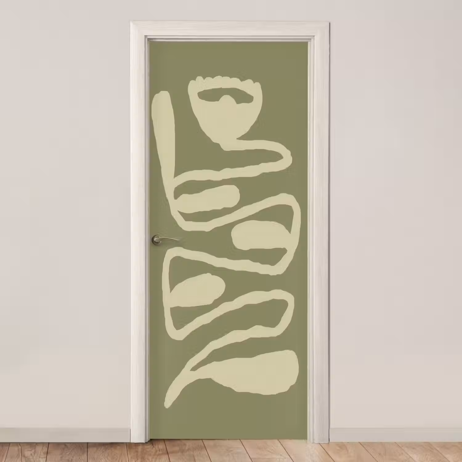 Groen - Abstracte kunst - Modern deurposter klein -3d_beige