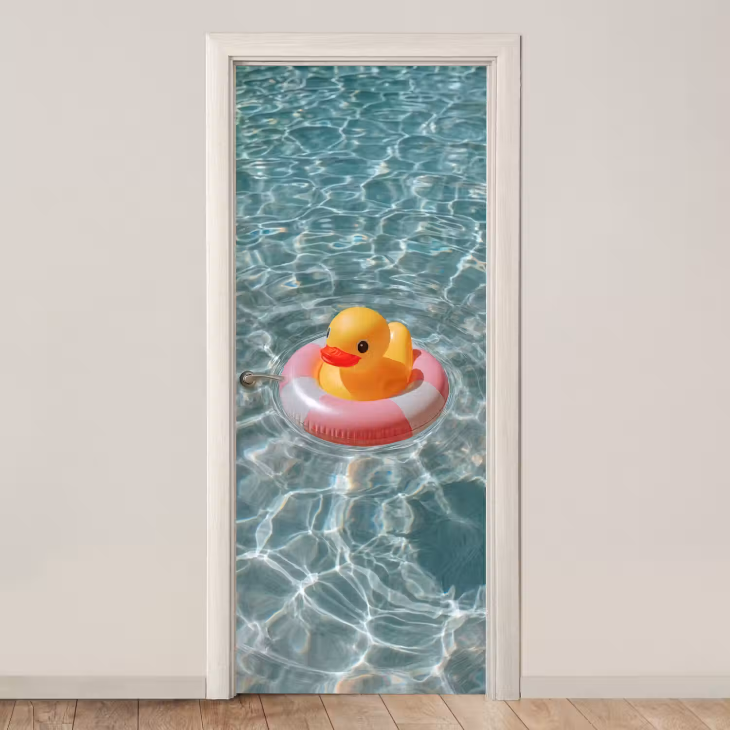 Badeend - Zwemband - Geel deurposter klein -3d_beige