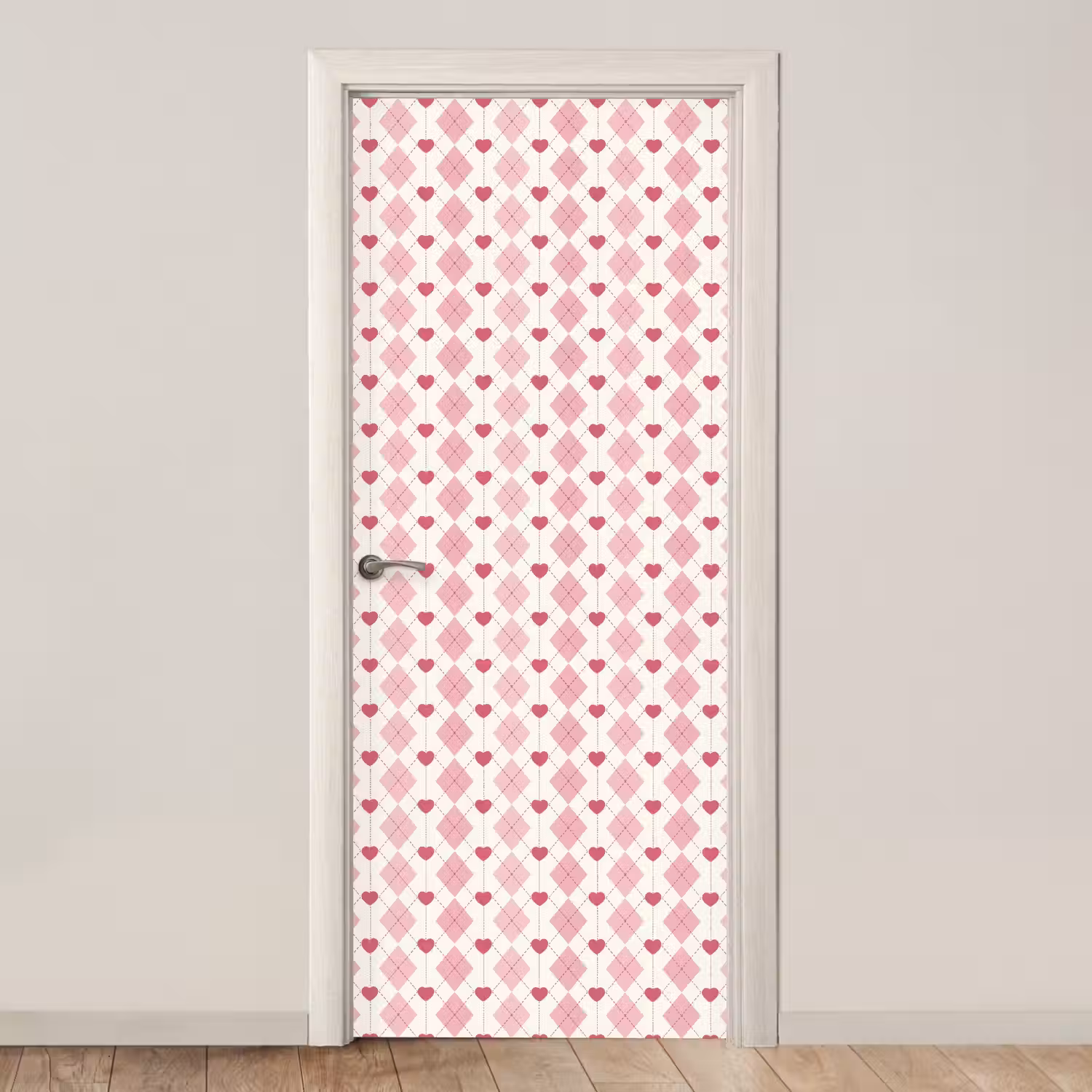 Ruiten - Klassiek - Roze - Wit deurposter klein 289 -3d_beige