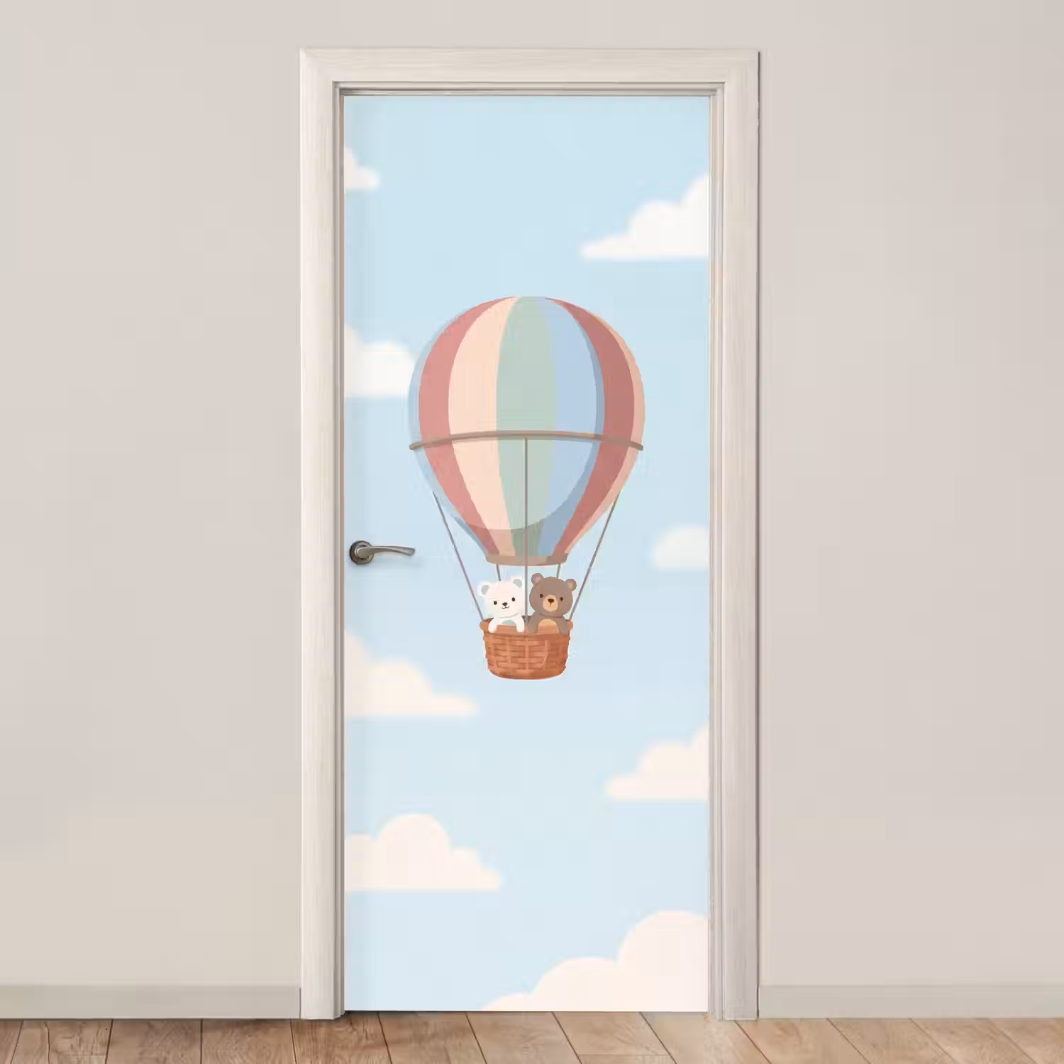 Luchtballon - Beren - Pastel deurposter klein -3d_beige