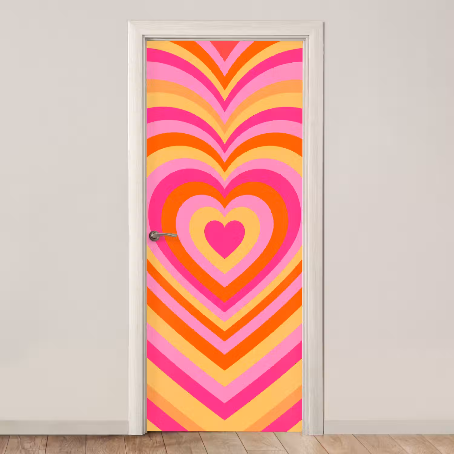 Hart - Concentrisch - Abstract - Liefde - Kleurrijk deurposter klein -3d_beige