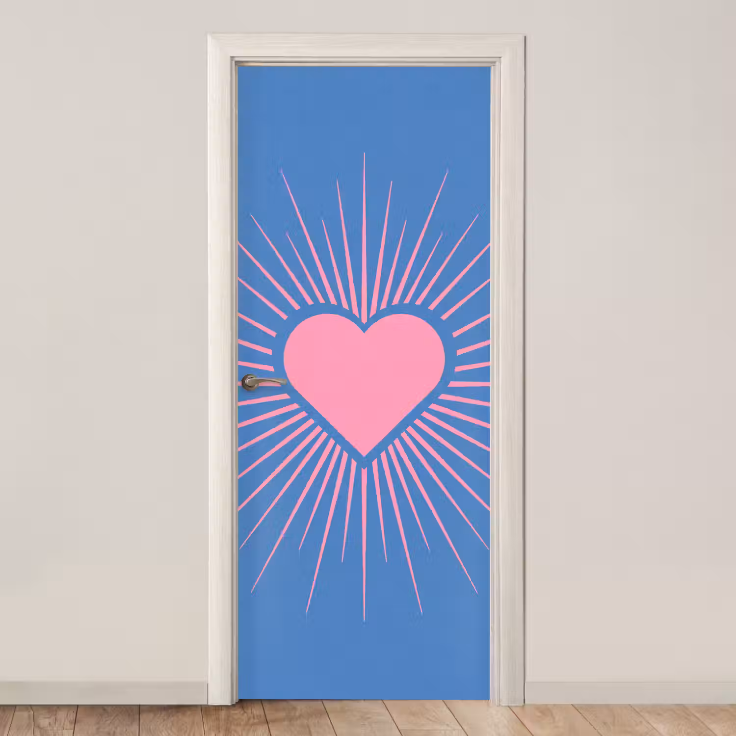 Hart - Stralen - Liefde - Modern - Roze deurposter klein -3d_beige