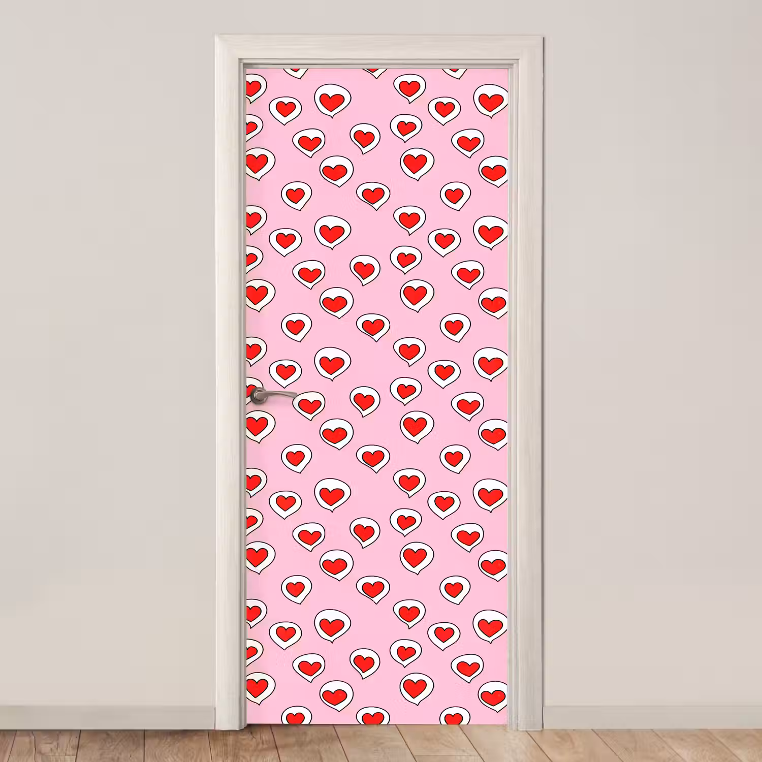 Hartjes - Patroon - Rood deurposter klein 289 -3d_beige