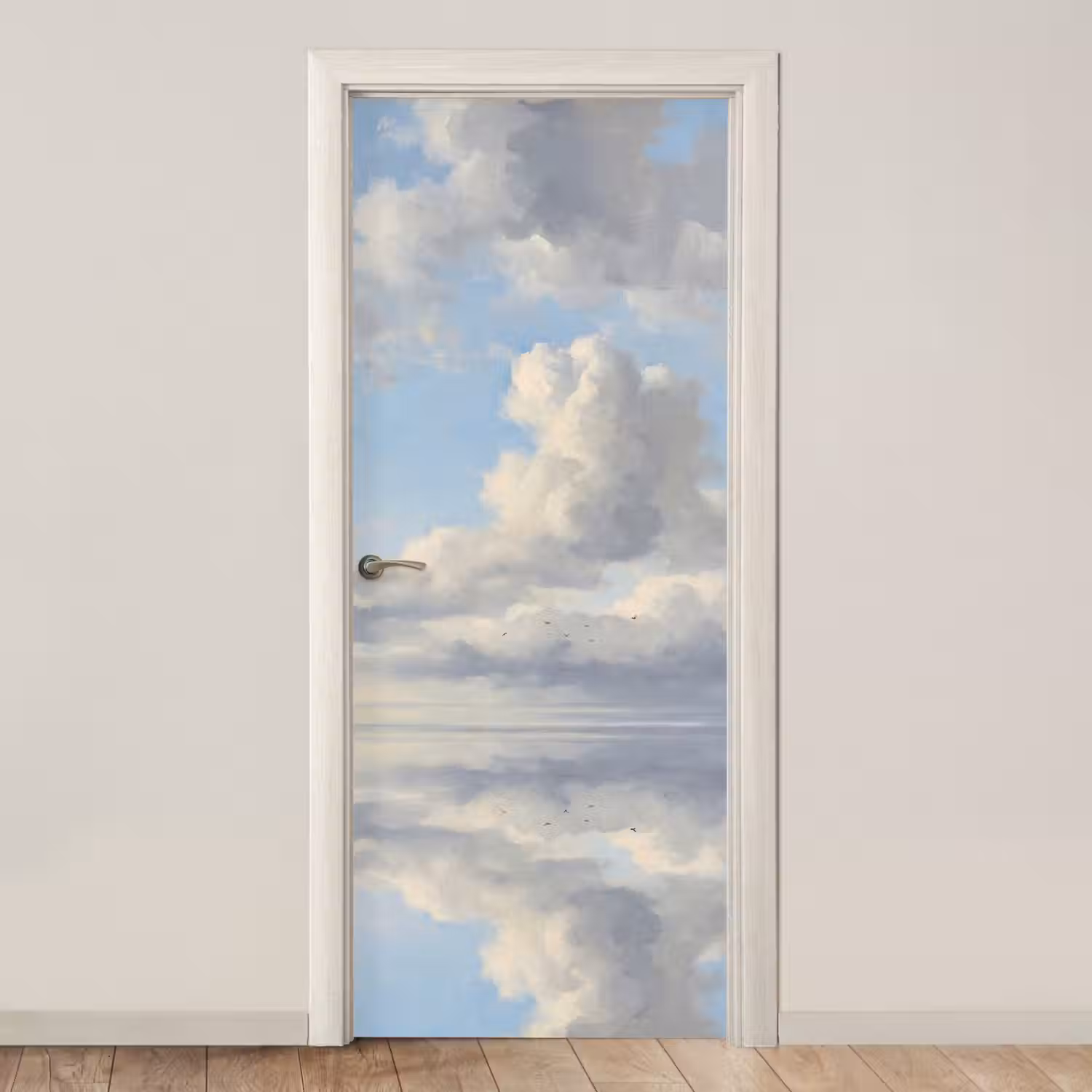 Lucht - Wolken - Natuur - Klassiek - Blauw deurposter klein -3d_beige