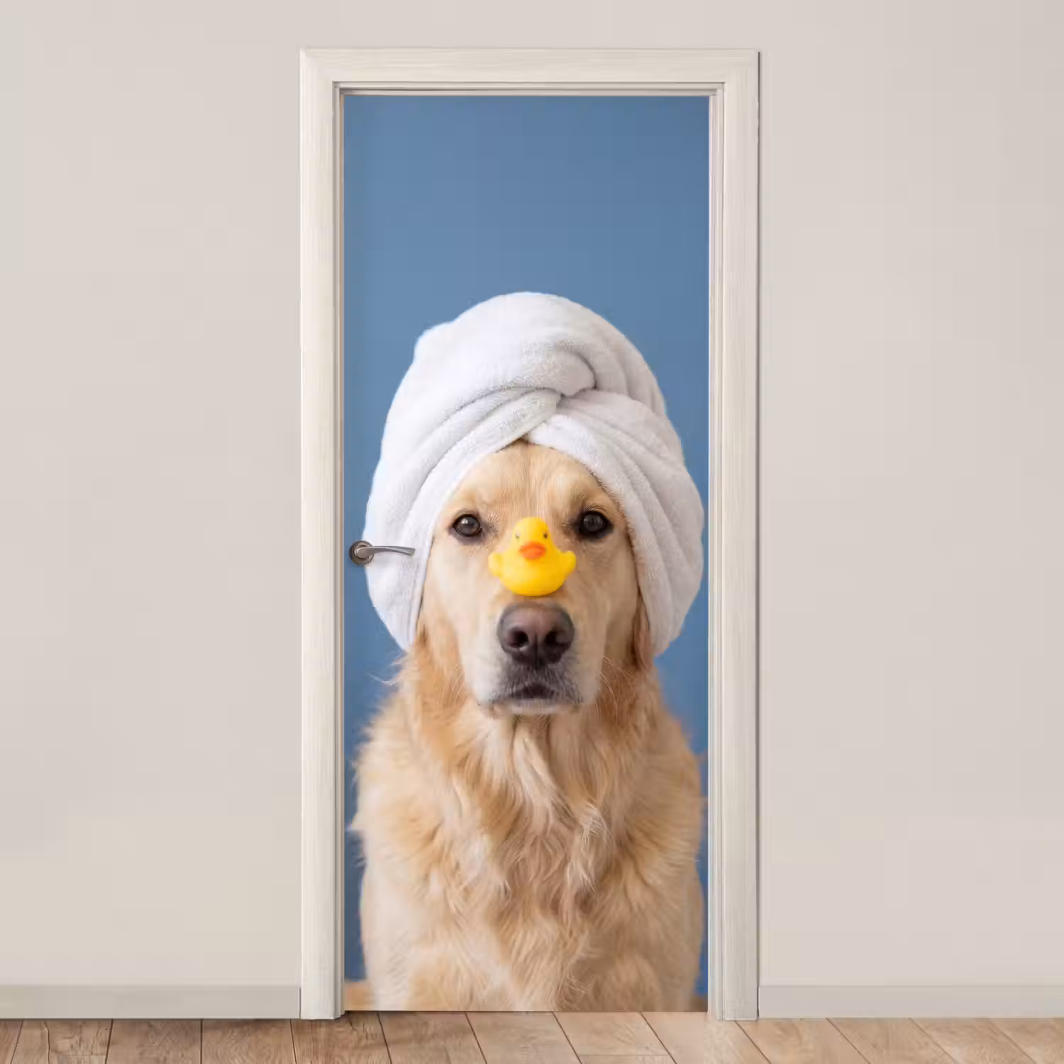 Hond - Badeend - Geel deurposter klein -3d_beige