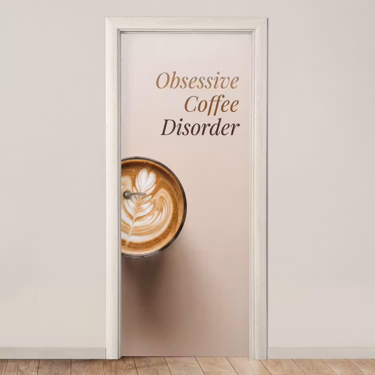 Koffie - Obessive Coffee Disorder - Beige deurposter klein -3d_beige