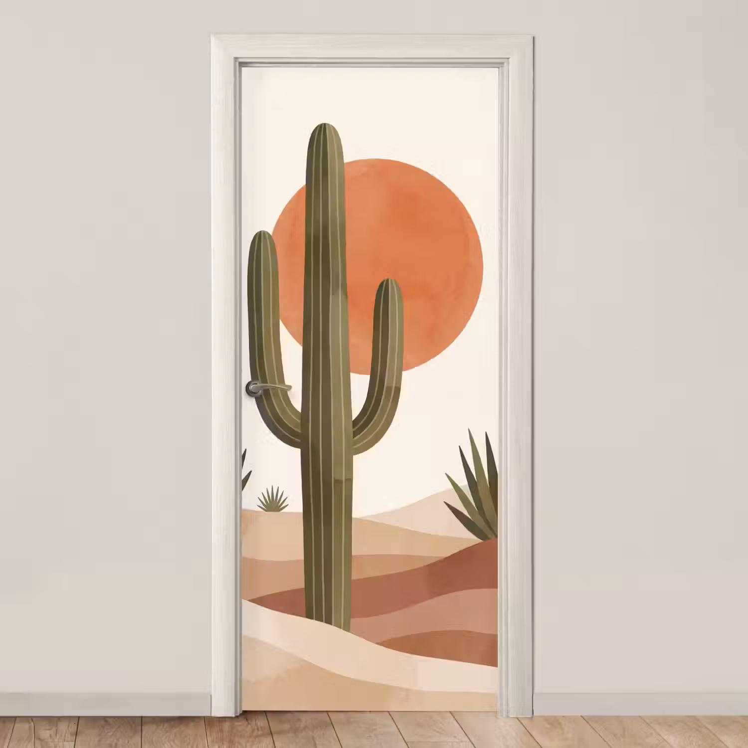 Cactus - Duinen - Modern - Landschap - Groen deurposter klein -3d_beige