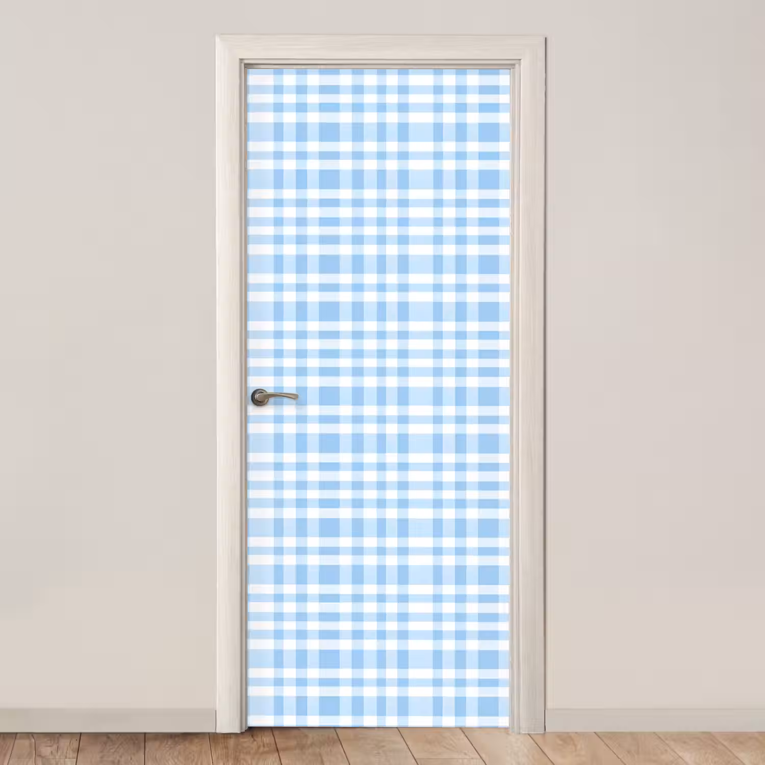 Ruit - Patroon - Blauw deurposter klein 289 -3d_beige