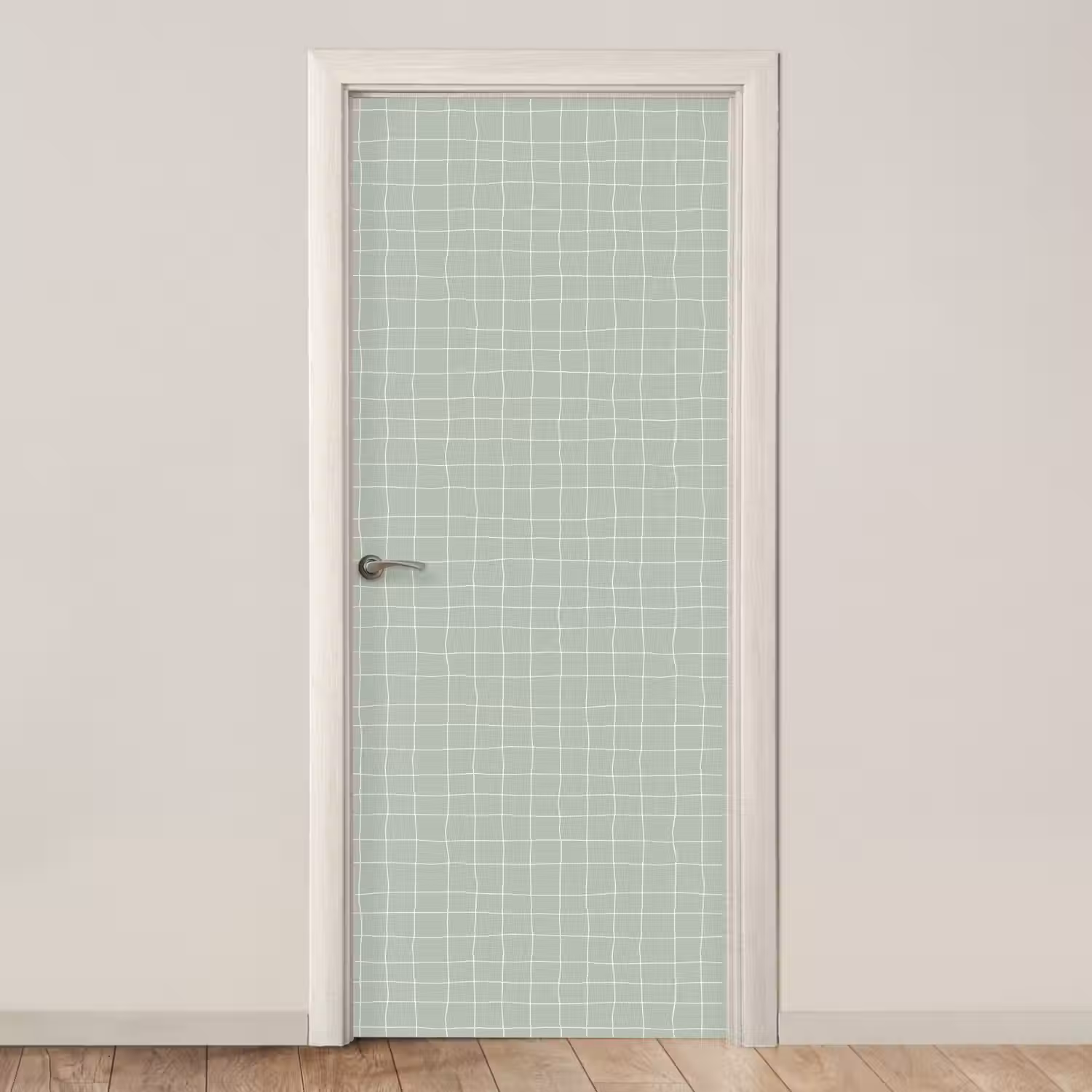 Ruitpatroon - Golvend - Groen deurposter klein 289 -3d_beige