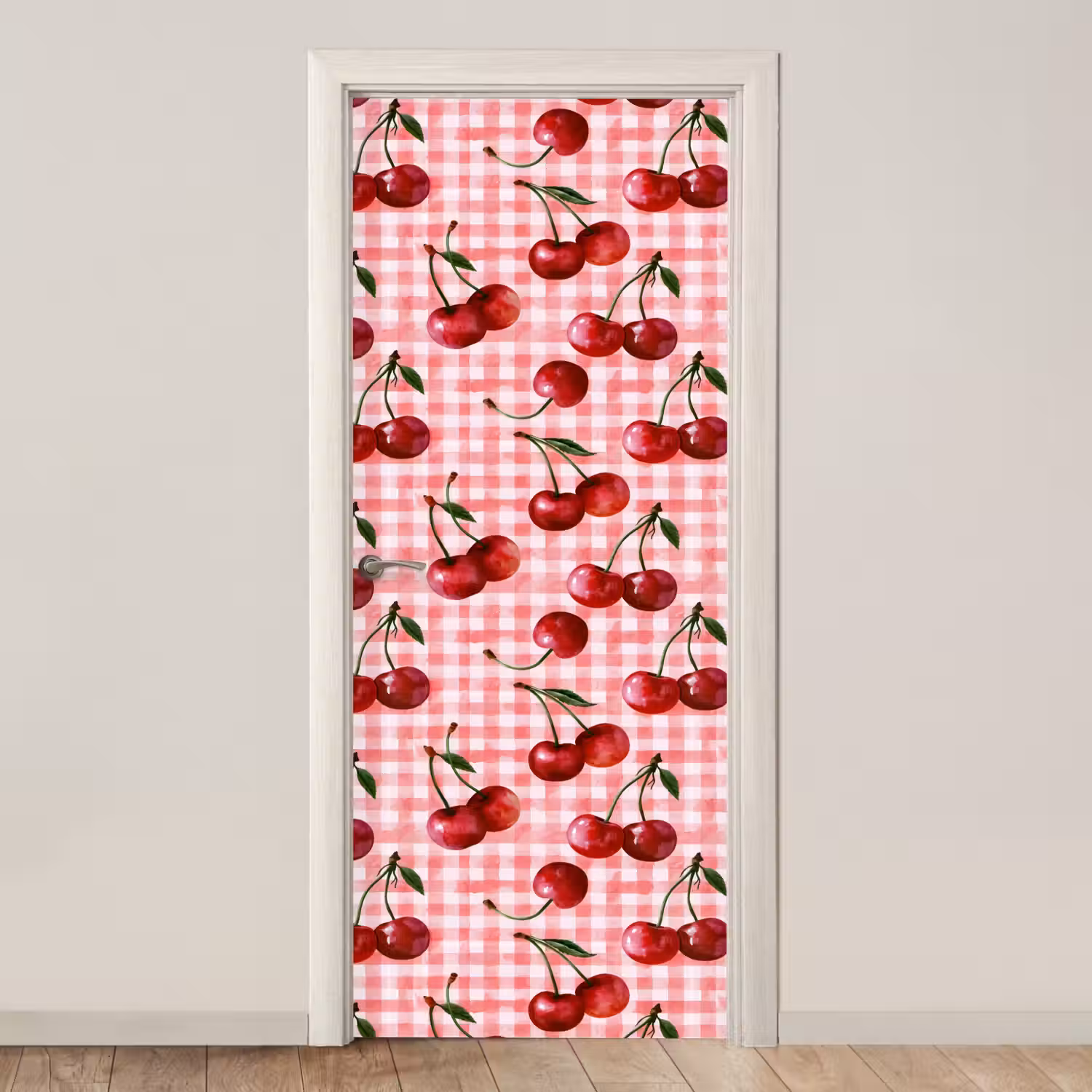 Kersen - Blokken - Rood deurposter klein 289 -3d_beige