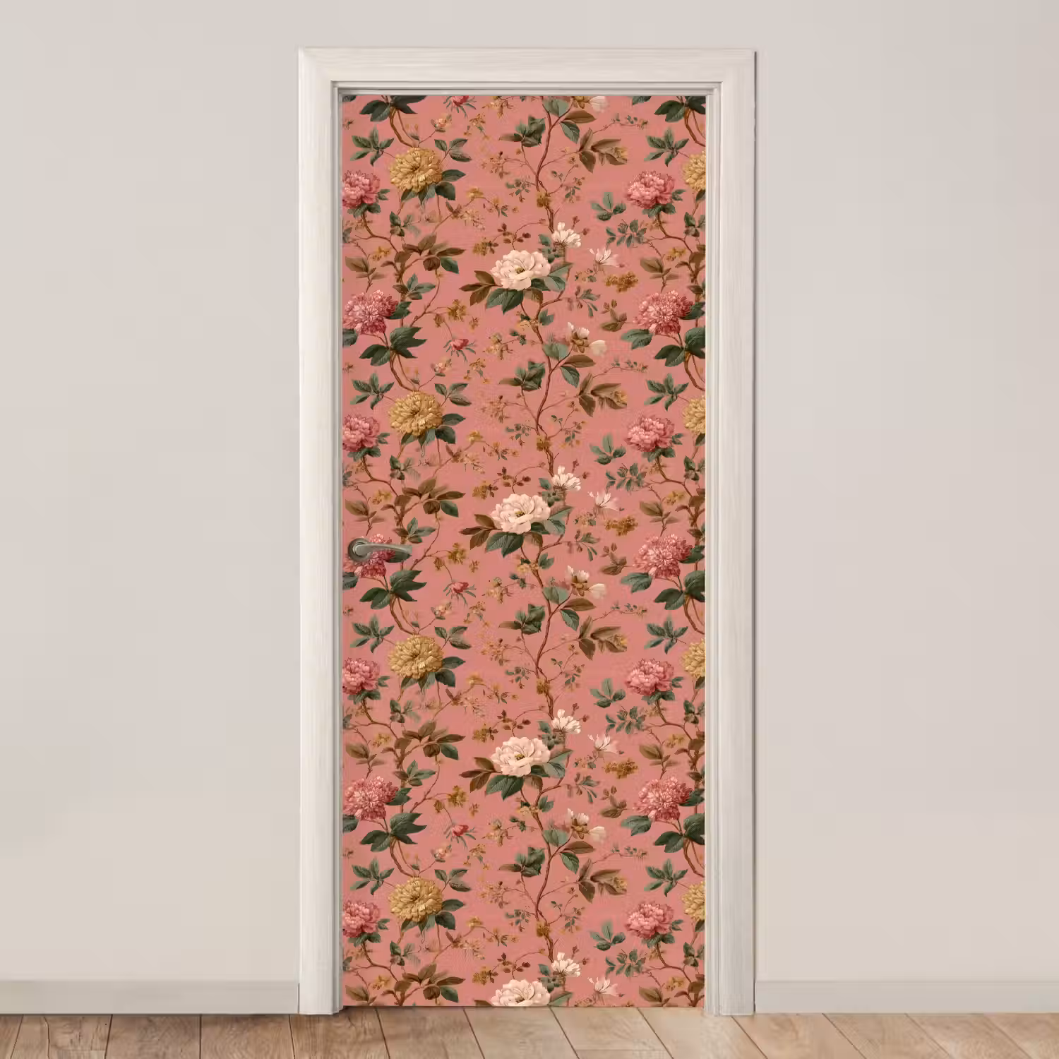 Klassiek - Botanisch - Roze deurposter klein 289 -3d_beige