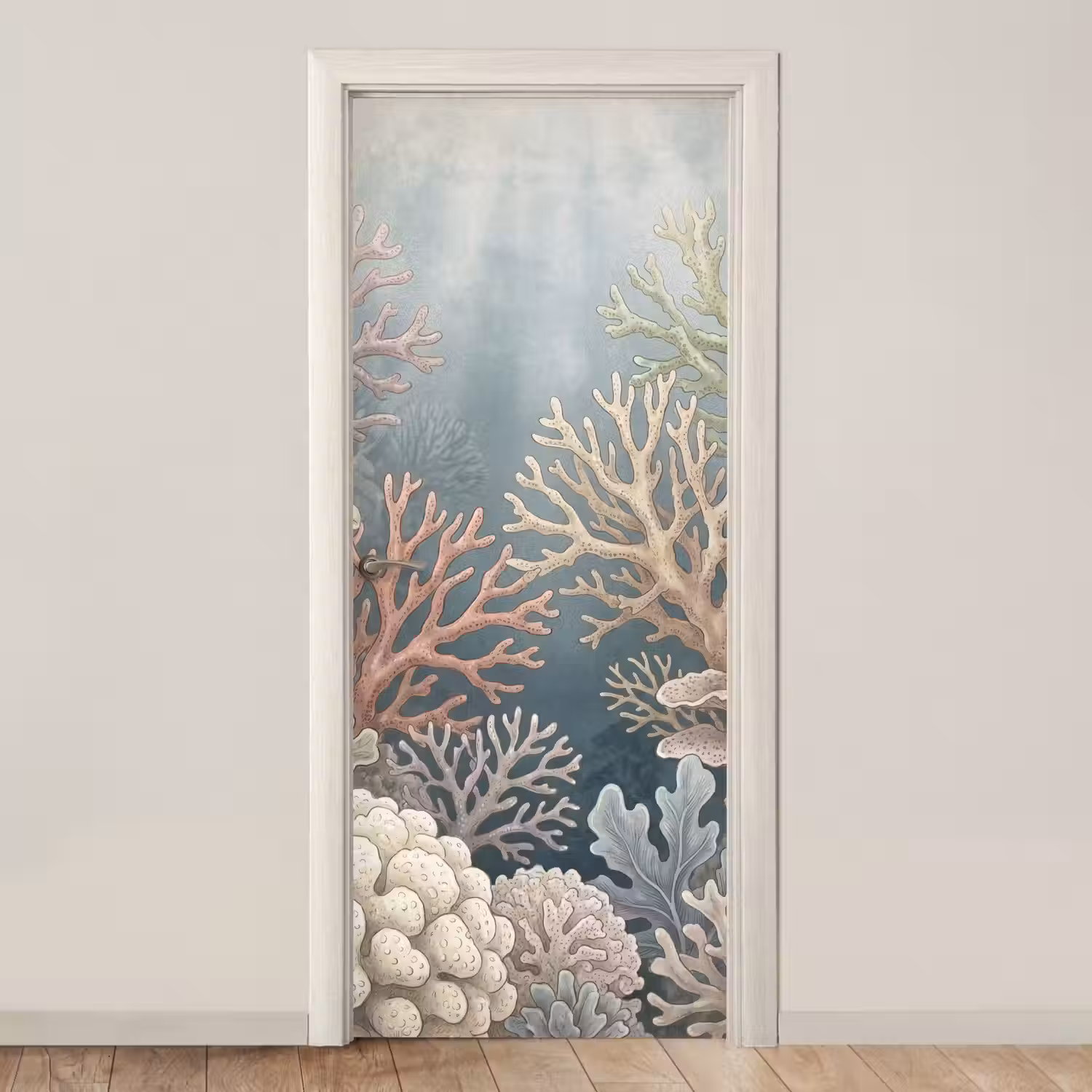 Koraal - Zeeleven - Onderwater - Illustratie - Natuur deurposter klein -3d_beige