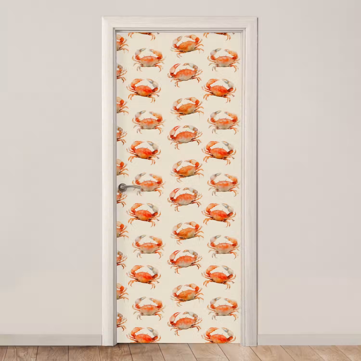 Krabben - Patroon - Oranje deurposter klein 289 -3d_beige