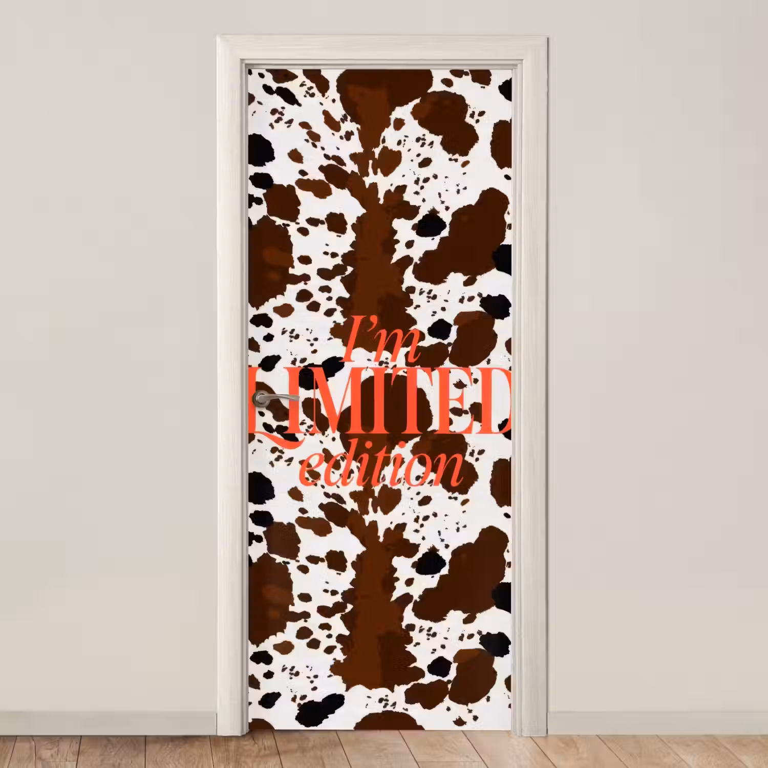 Koeienprint - Limited edition - Rood deurposter klein -3d_beige