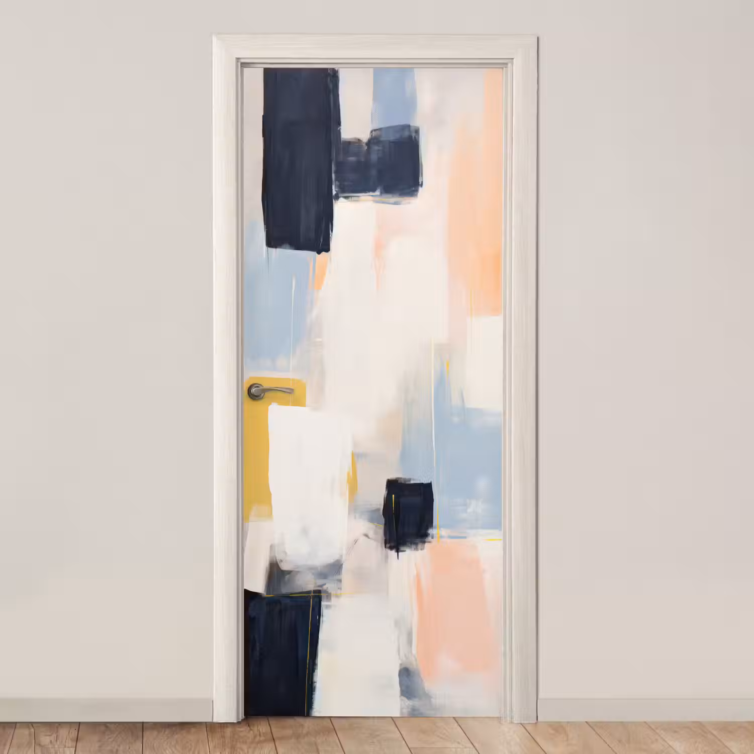 Kunst - Wit - Abstract - Modern deurposter klein -3d_beige