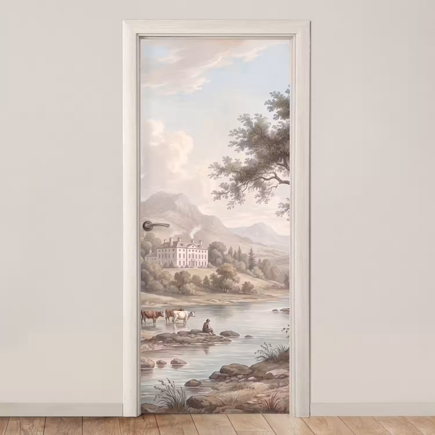 Landhuis - Rivier - Vee deurposter klein -3d_beige