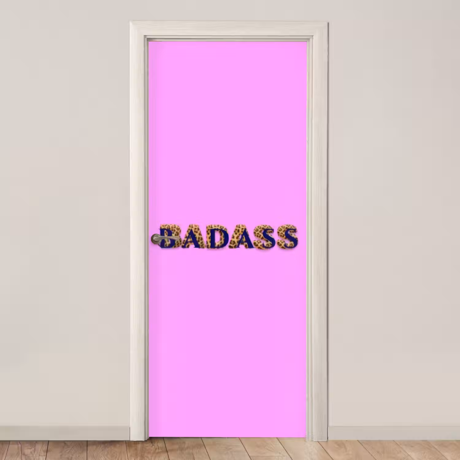 Felroze - Badass - Panterprint - Schaduw deurposter klein -3d_beige