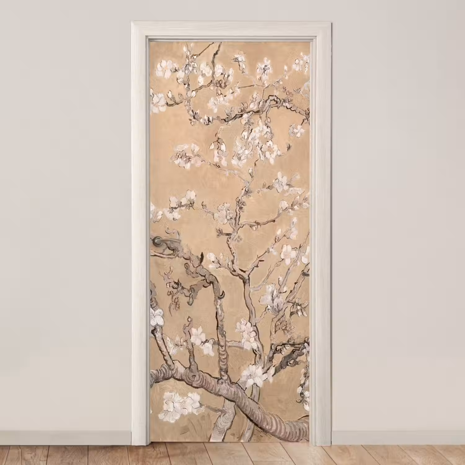 Amandelbloesem - Kunst - Van Gogh - Beige deurposter klein -3d_beige