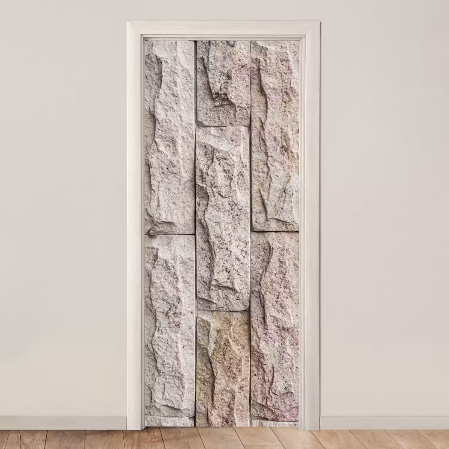 Muur - Steen - Ruw - Beige - Textuur deurposter klein -3d_beige