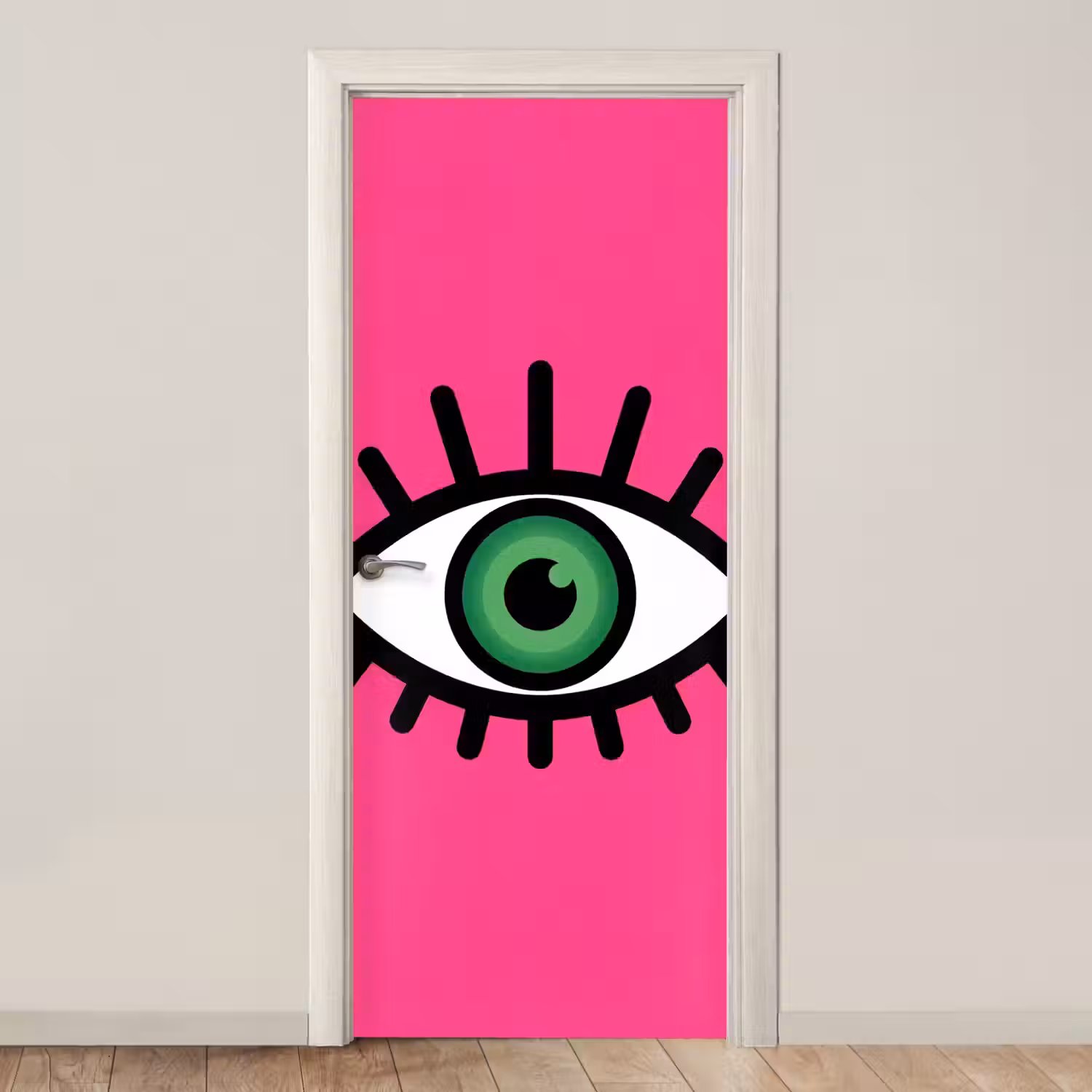 Minimalistisch - Oog - Roze deurposter klein -3d_beige