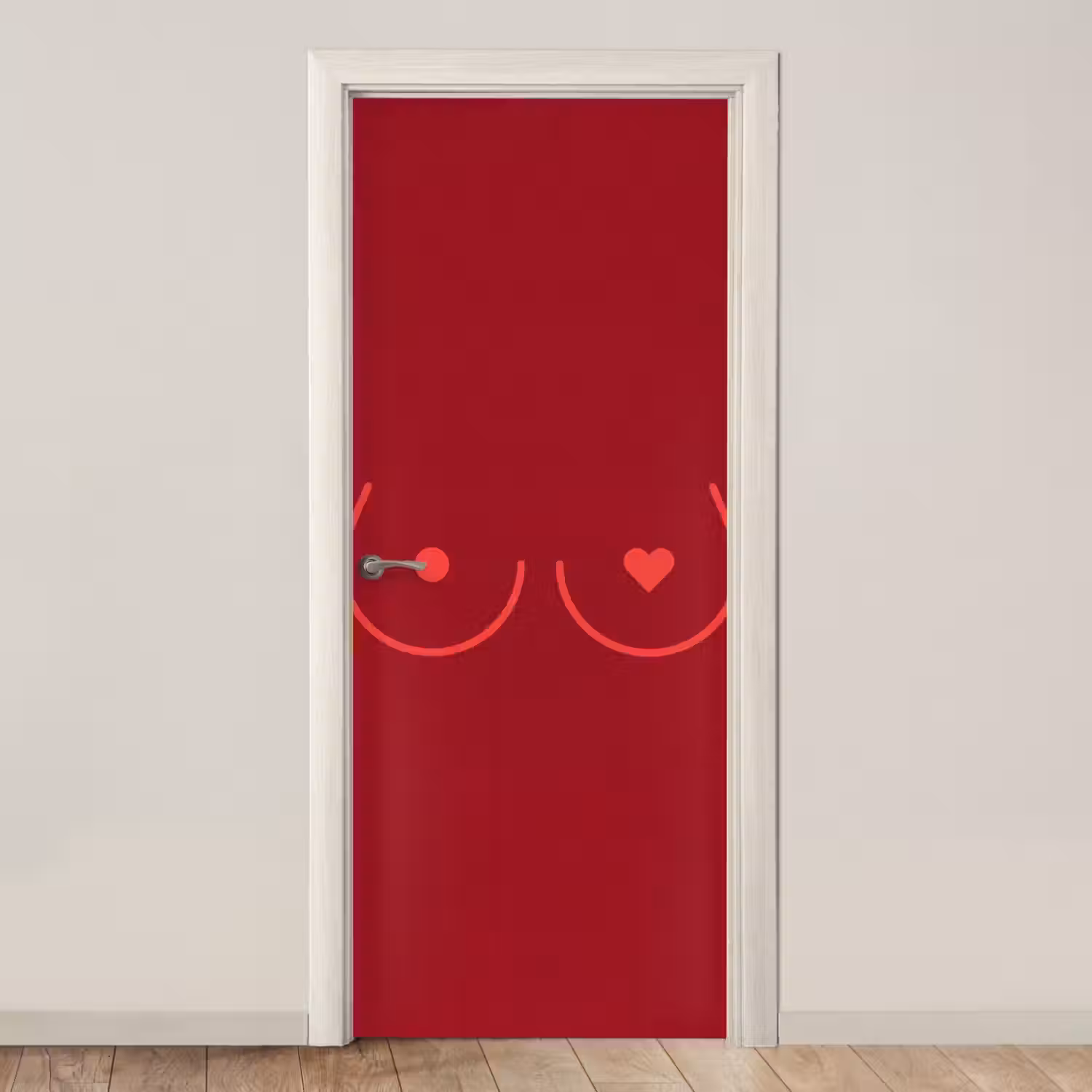 Minimalistisch - Lijnillustratie - Rood deurposter klein -3d_beige