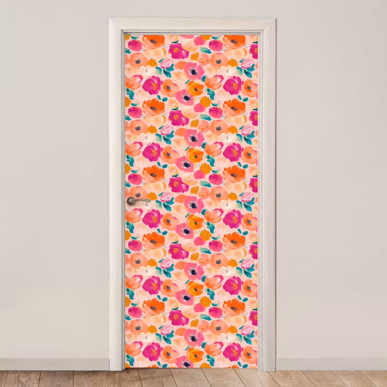 Bloesems - Vrolijk - Kleurrijk deurposter klein 289 -3d_beige
