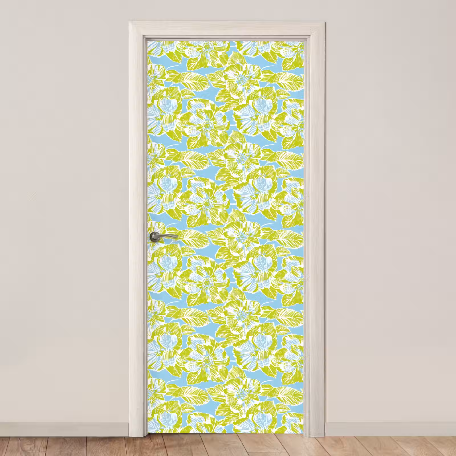 Modern - Bloemen - Groen deurposter klein 289 -3d_beige