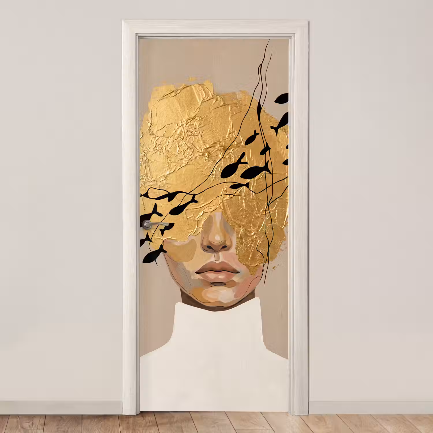 Modern - Vrouw - Goud deurposter klein -3d_beige