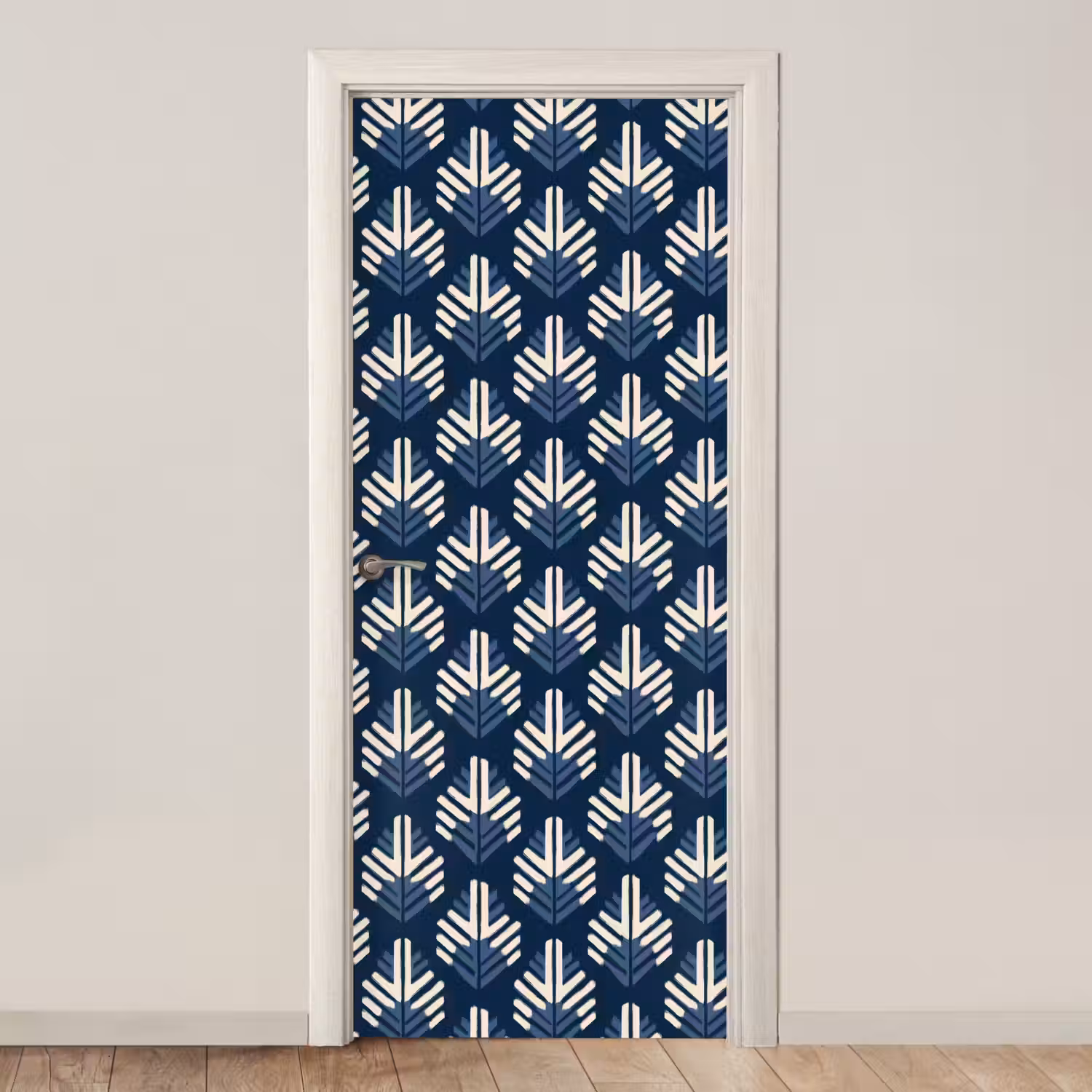 Modern - Patroon - Blauw deurposter klein 289 -3d_beige