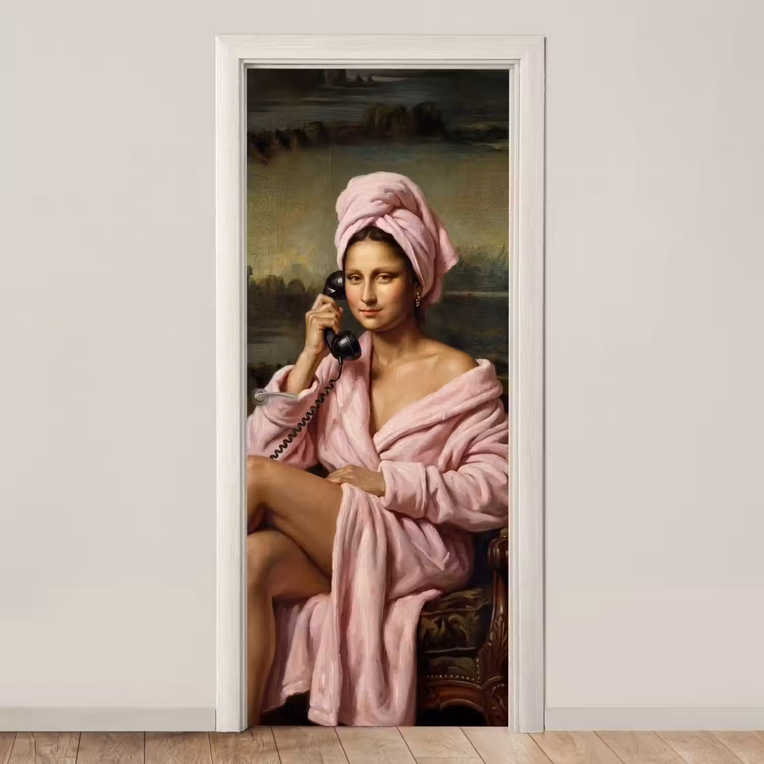 Mona - Klassiek - Roze deurposter klein -3d_beige