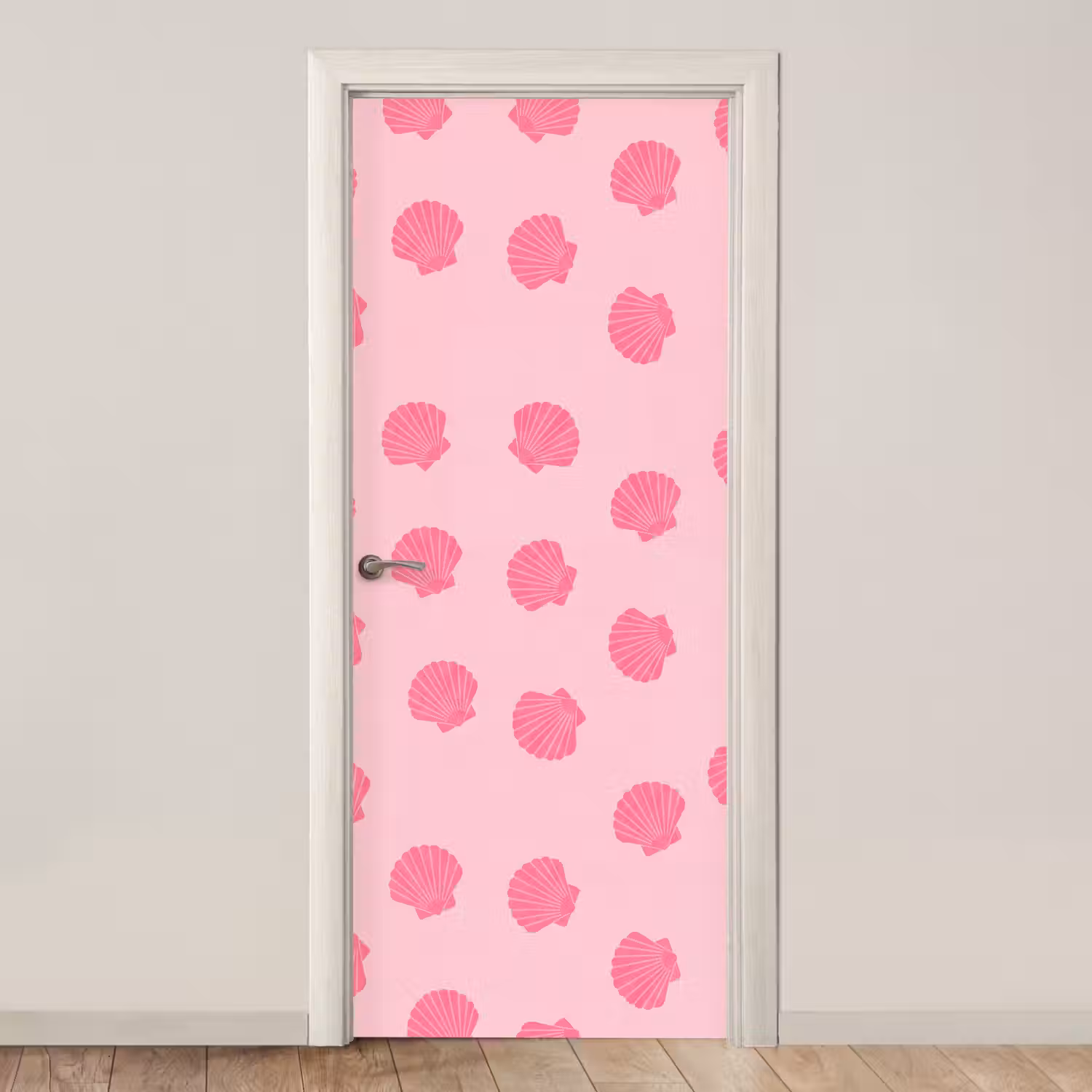 Schelp - Patroon - Zee - Modern - Roze deurposter klein -3d_beige