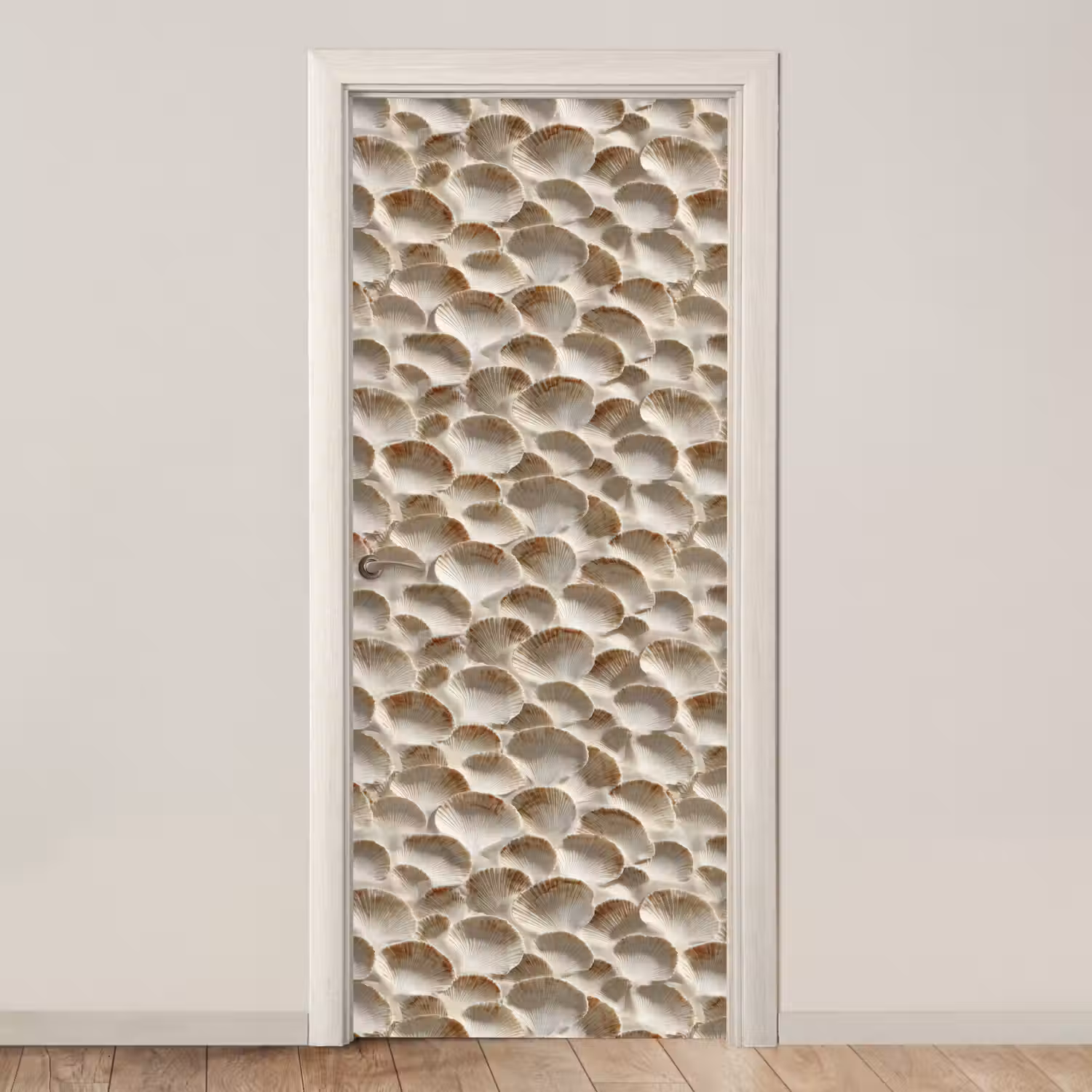 Schelpen - Waaiervorm - Wit deurposter klein 289 -3d_beige