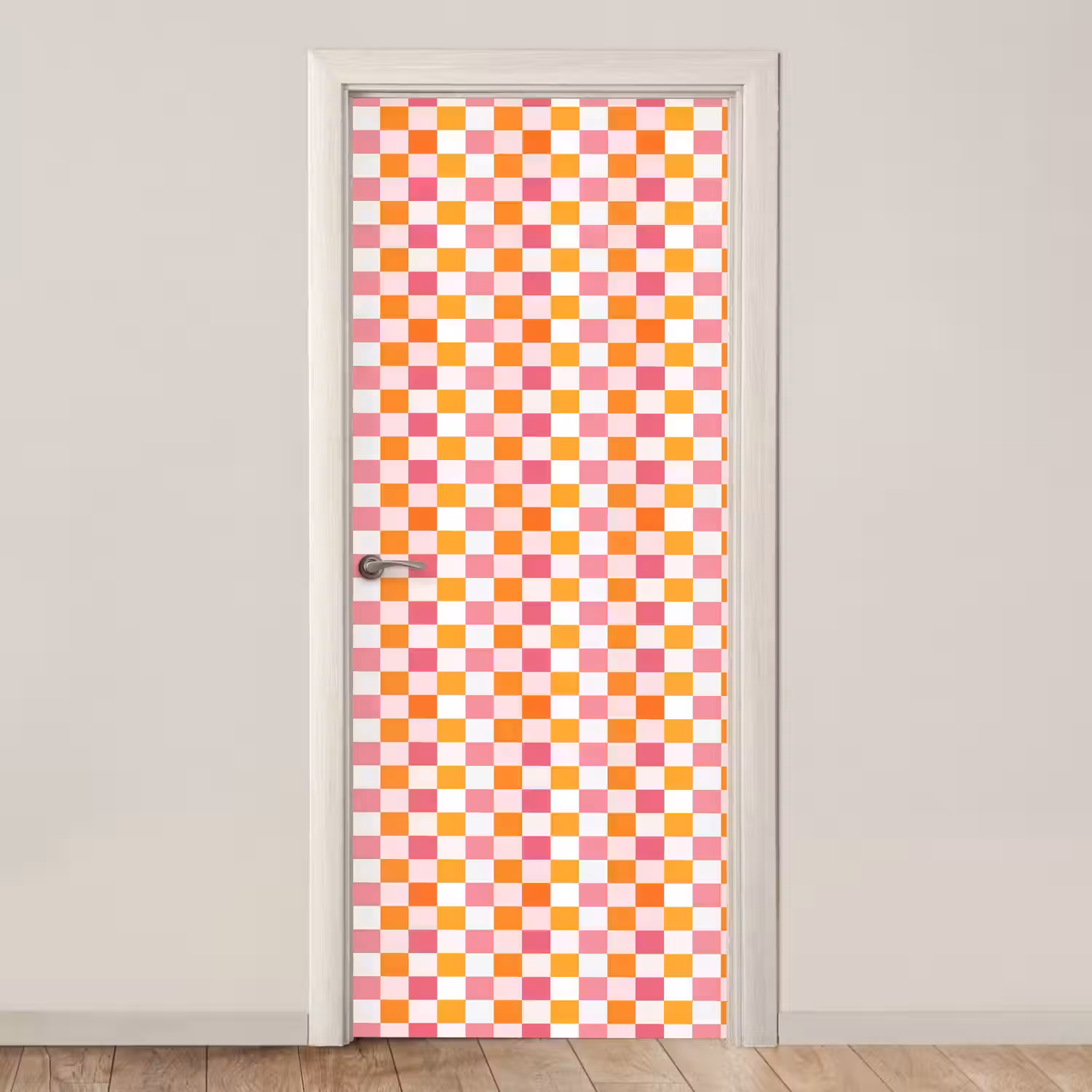 Patroon - Vierkant - Roze deurposter klein 289 -3d_beige