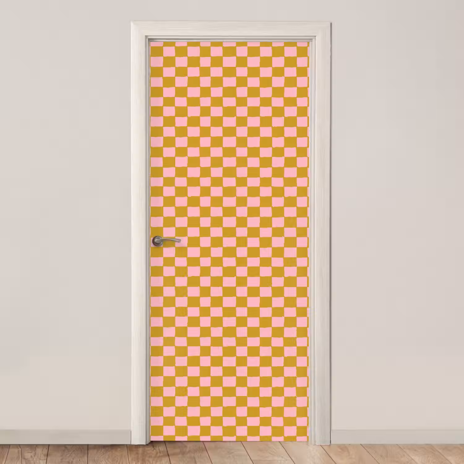 Patroon - Vierkant - Roze deurposter klein 289 -3d_beige