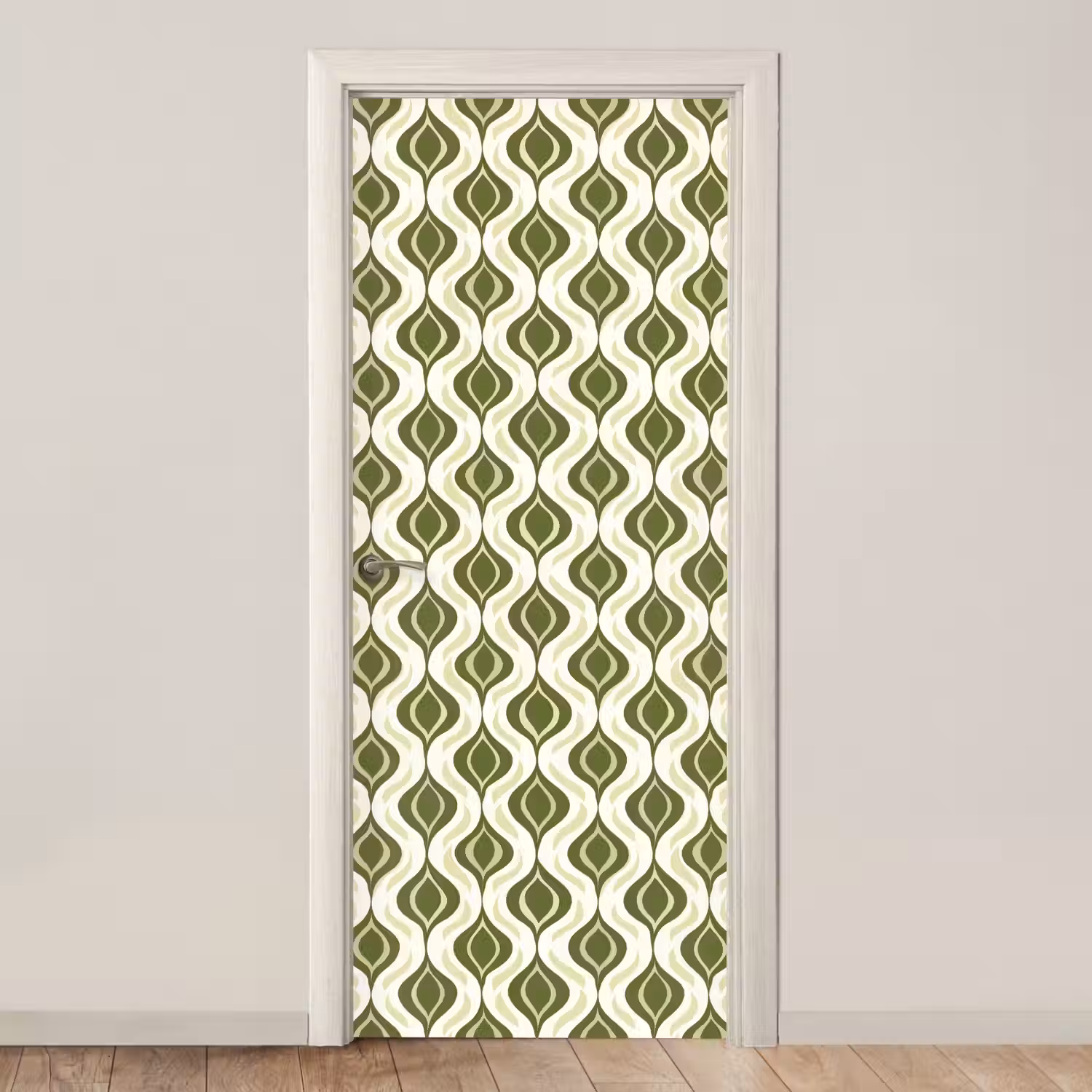 Patroon - Retro - Groen deurposter klein 289 -3d_beige