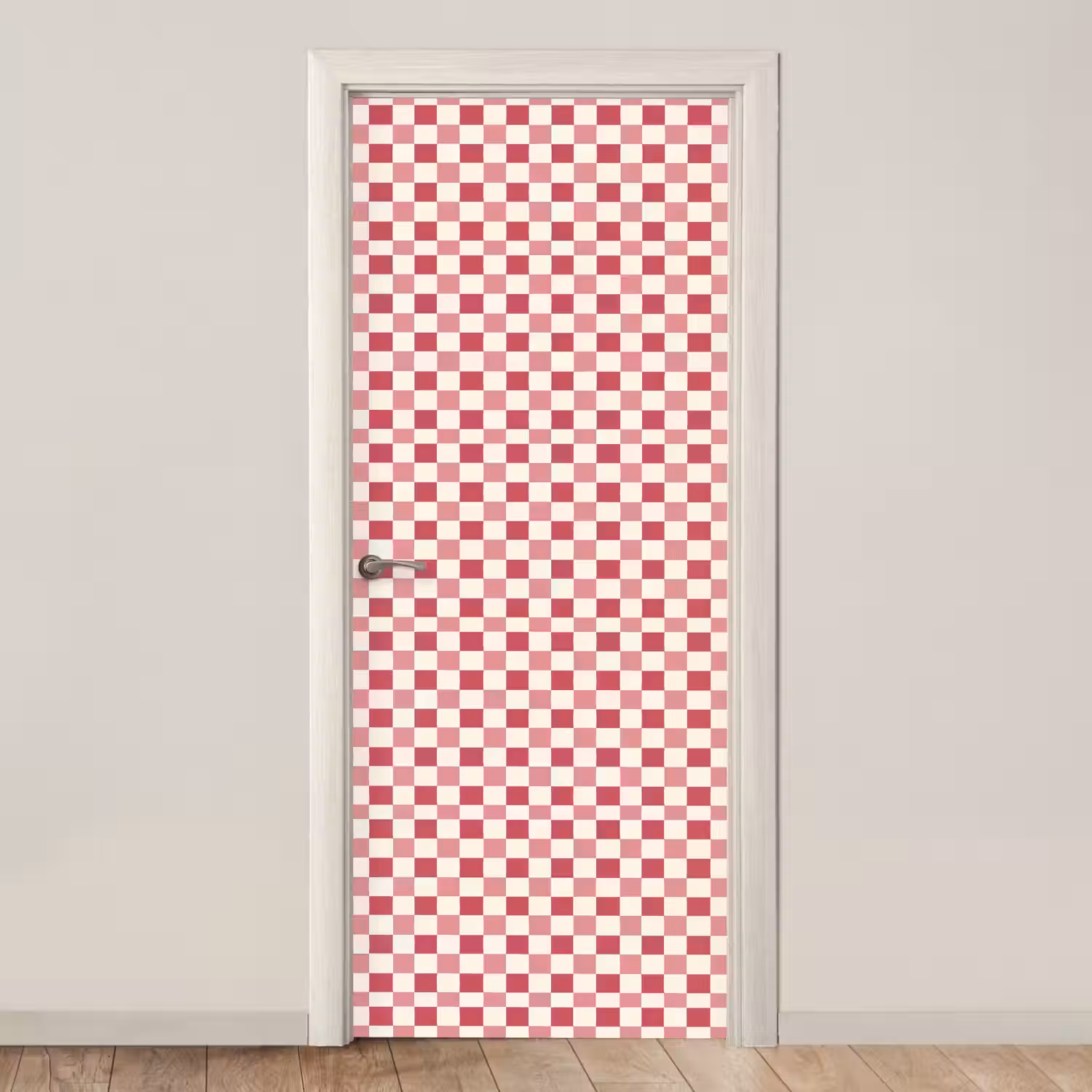 Patroon - Schaak - Roze deurposter klein 289 -3d_beige