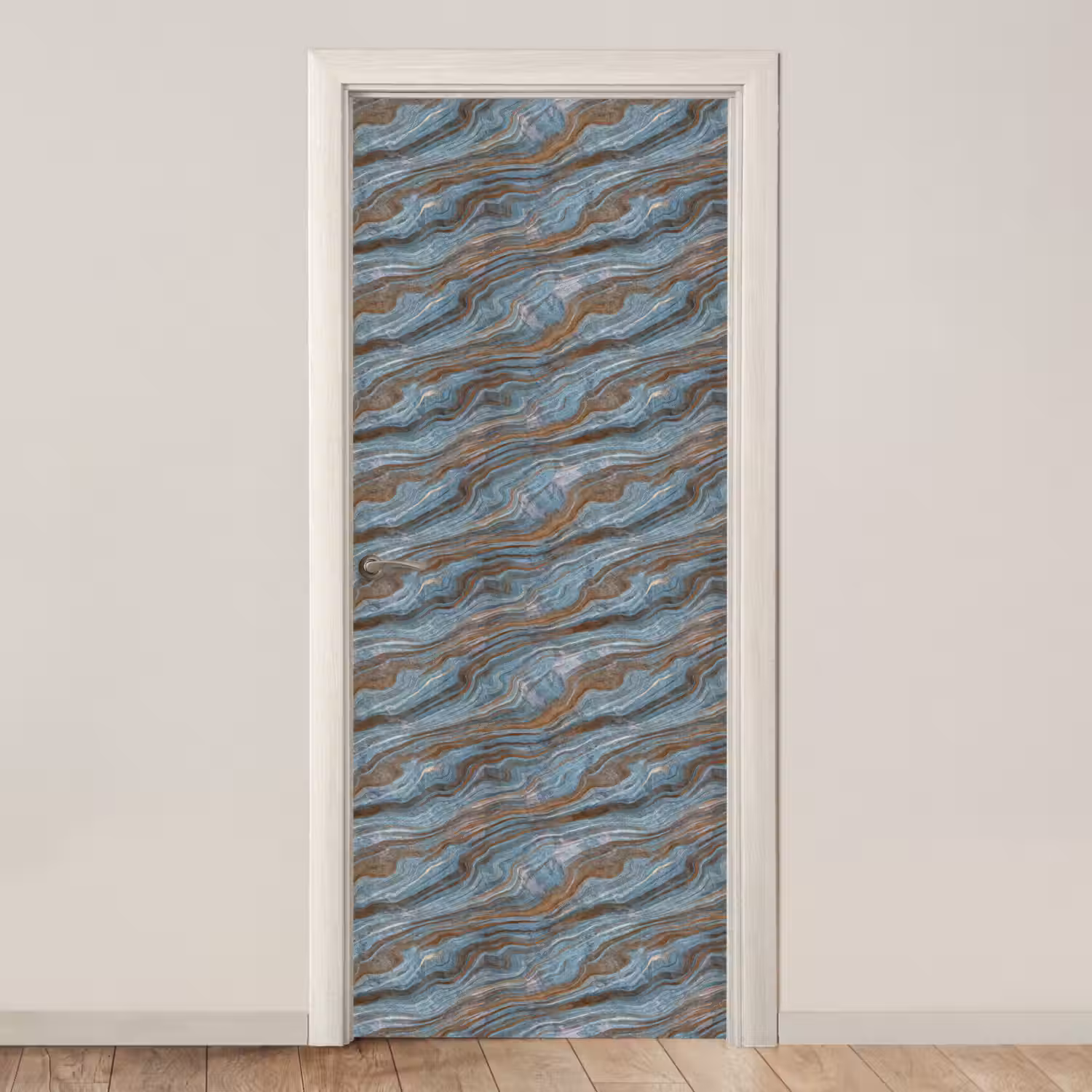 Patroon - Steen - Blauw deurposter klein 289 -3d_beige