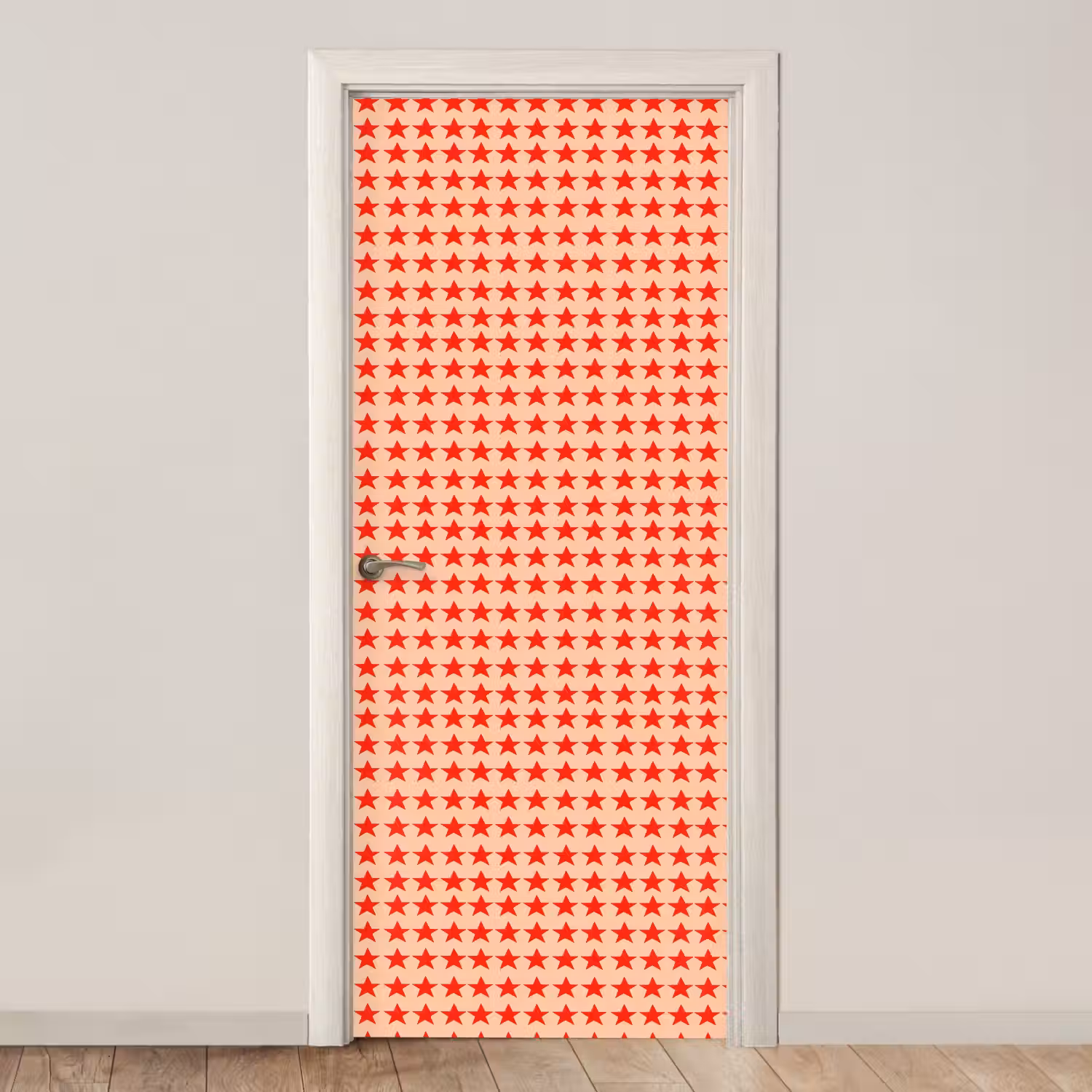 Patroon - Sterren - Rood deurposter klein 289 -3d_beige