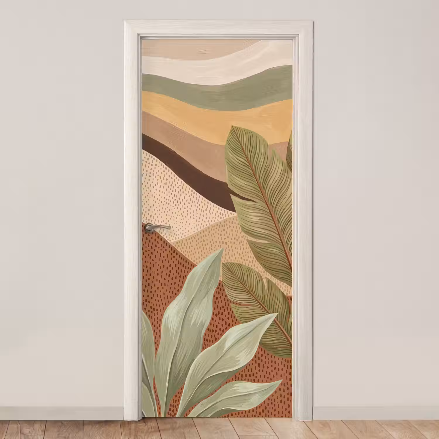 Natuur - Bladeren - Landschap - Abstract - Aardetinten deurposter klein -3d_beige